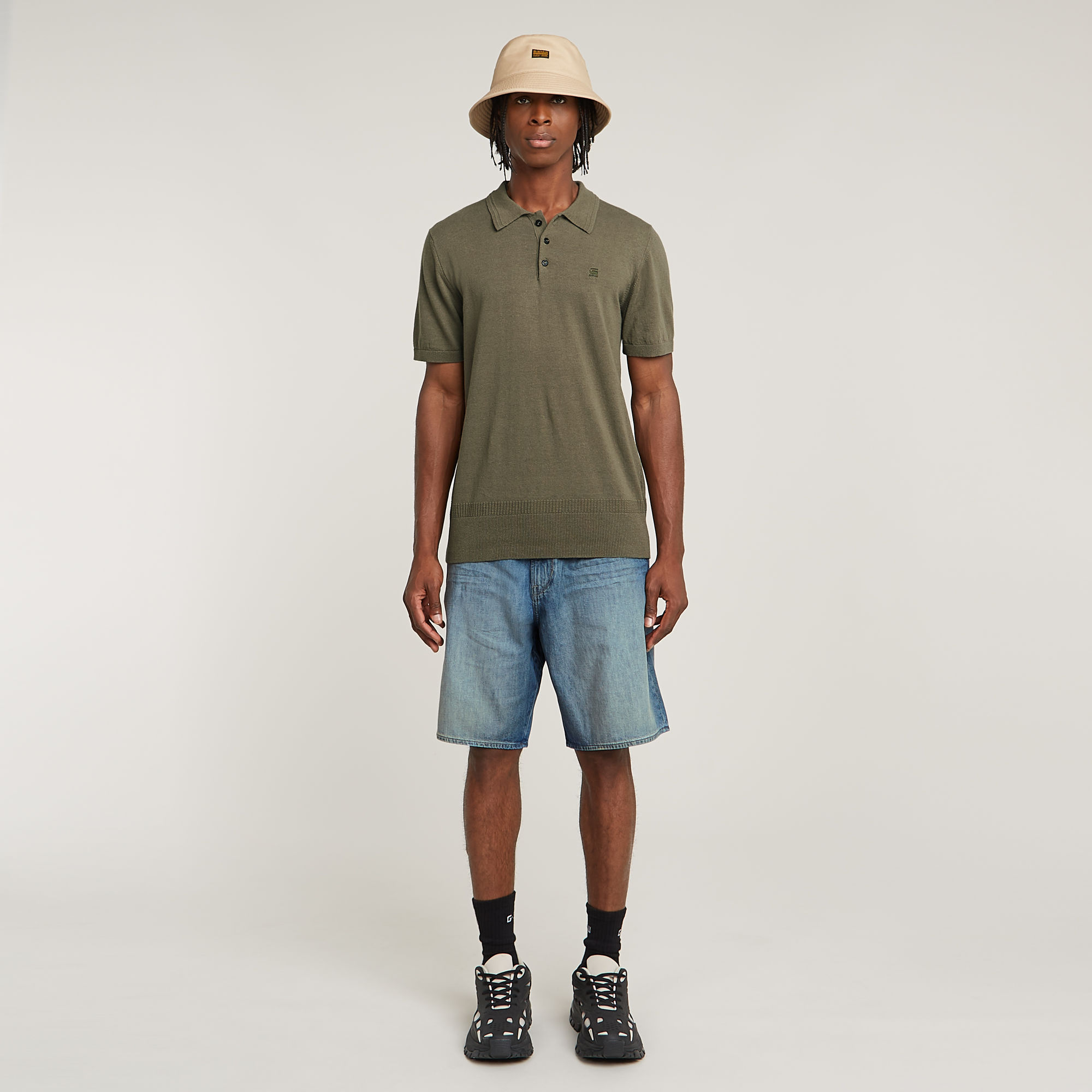 Thumbnail - Knitted Poloshirt - Braun - Herren