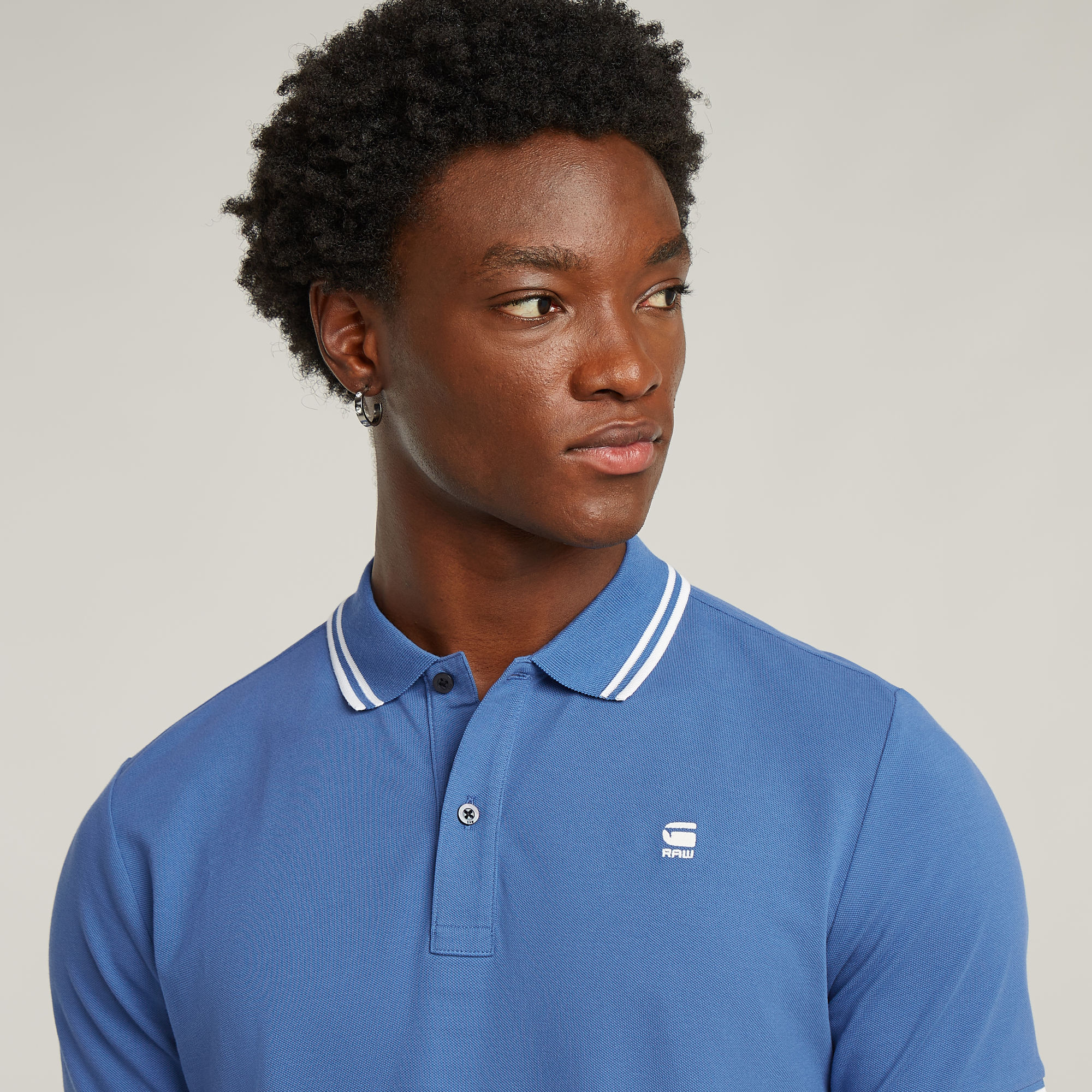 G-Star RAW Dunda Slim Stripe Polo Midden blauw Heren