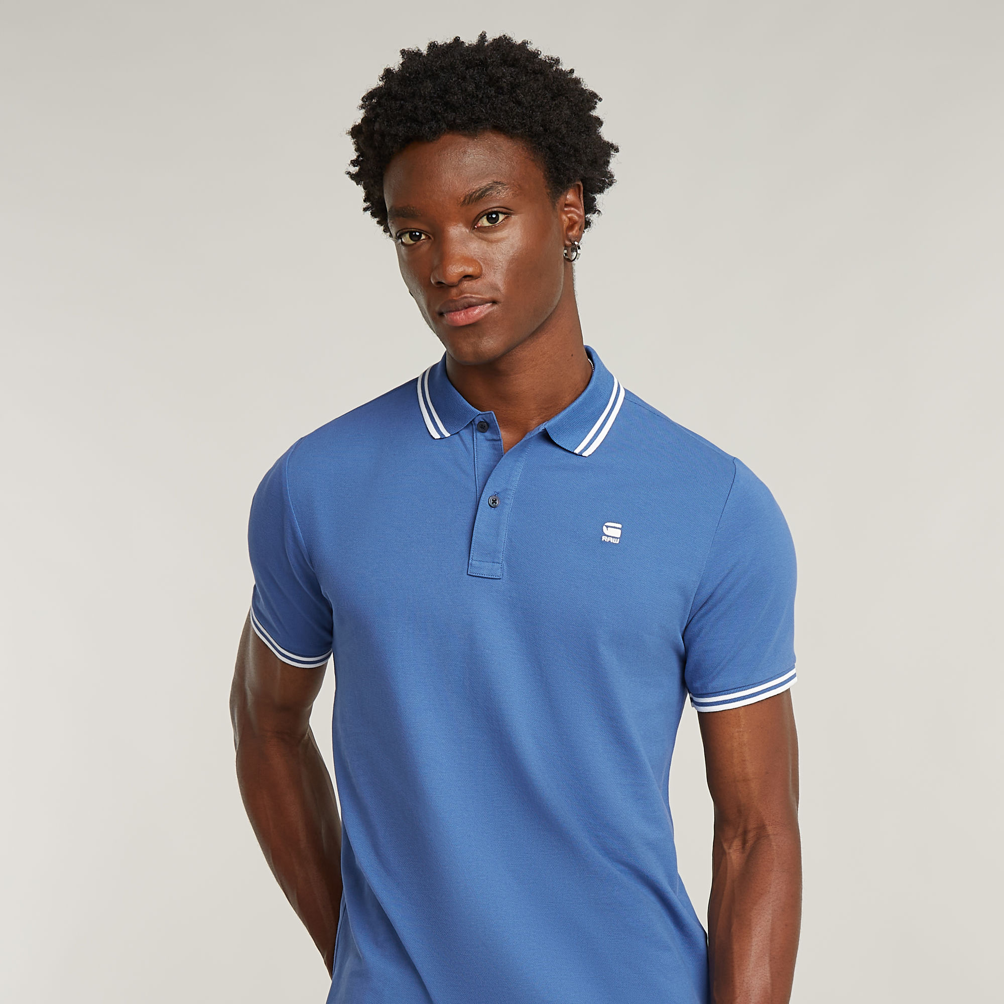G-Star RAW Dunda Slim Stripe Polo Midden blauw Heren