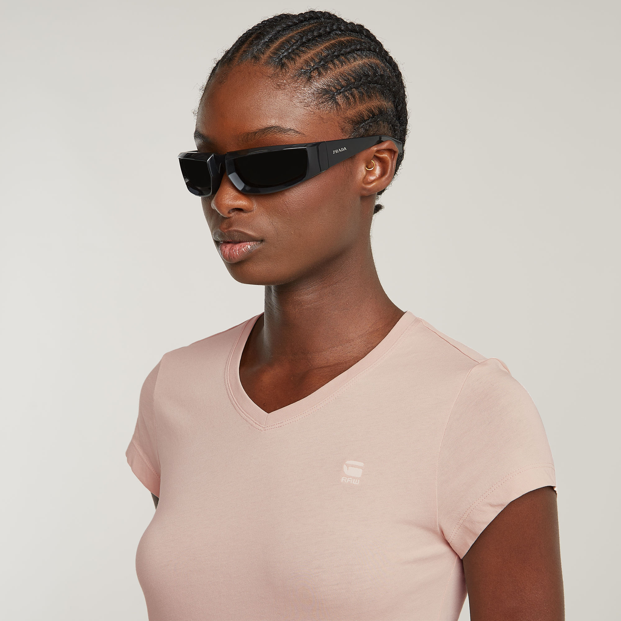 G-Star RAW Eyben Slim V-hals T-shirt 2.0 Roze Dames