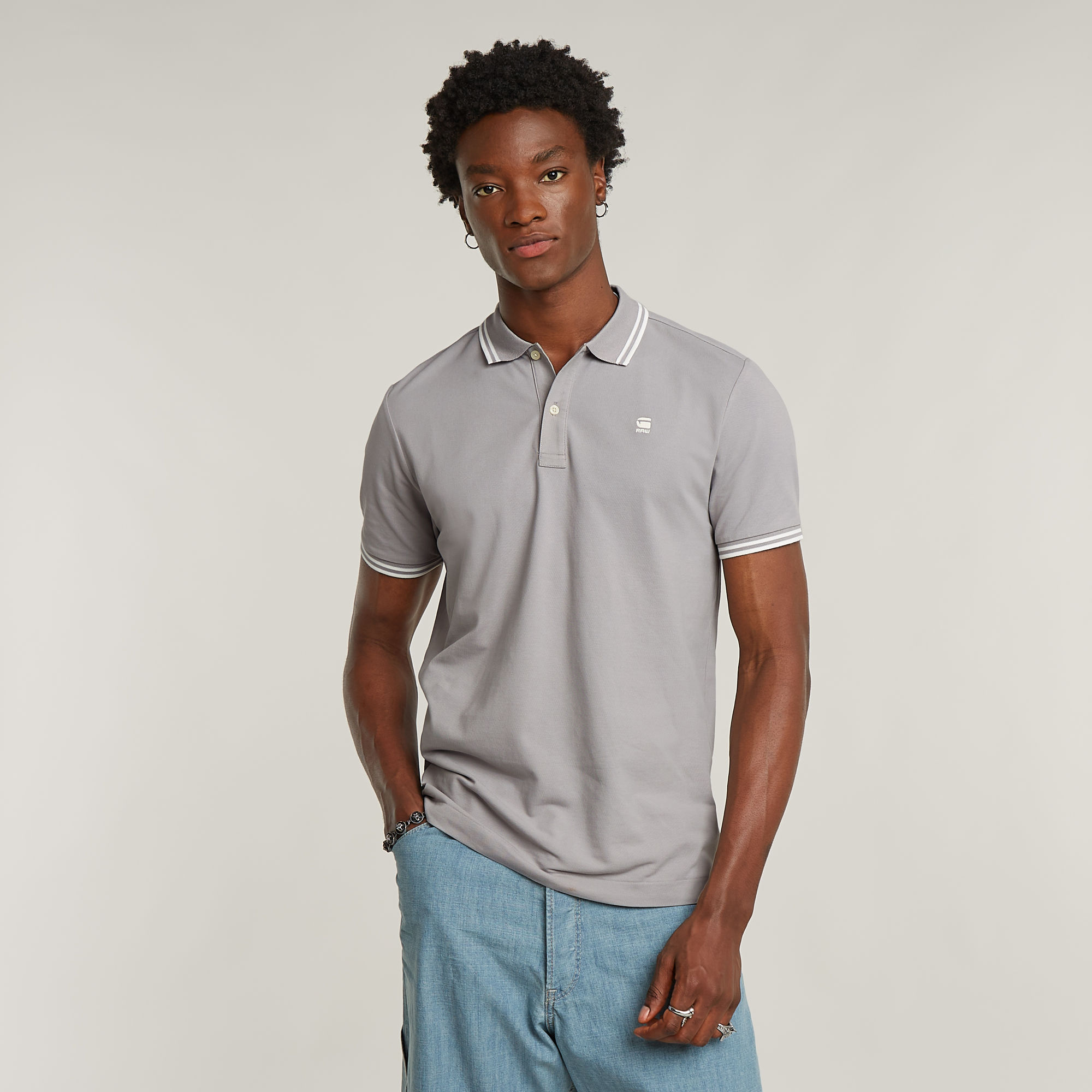 G-Star RAW Dunda Slim Stripe Polo Grijs Heren