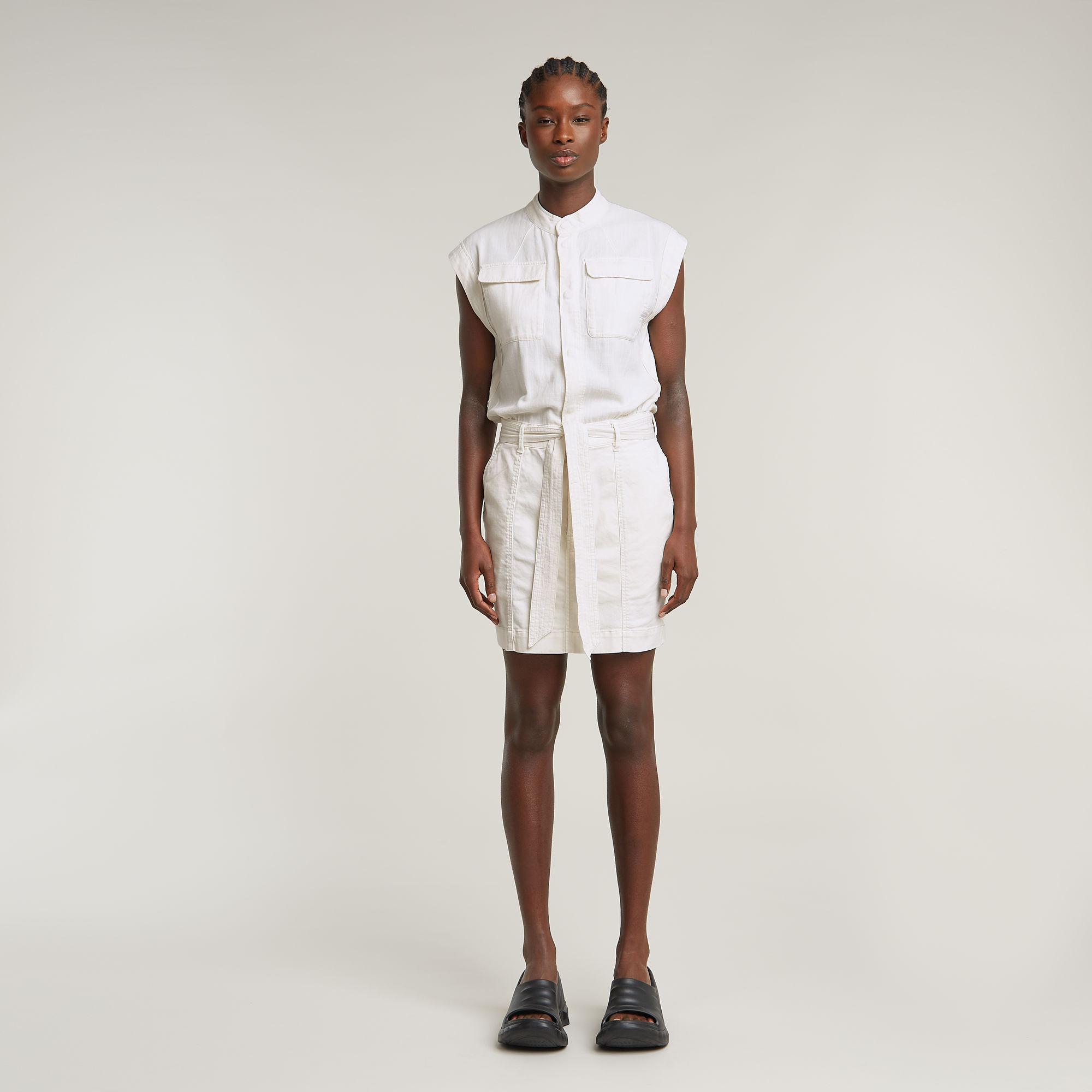G-Star RAW Cap Sleeve Pocket Jurk - Wit - Dames