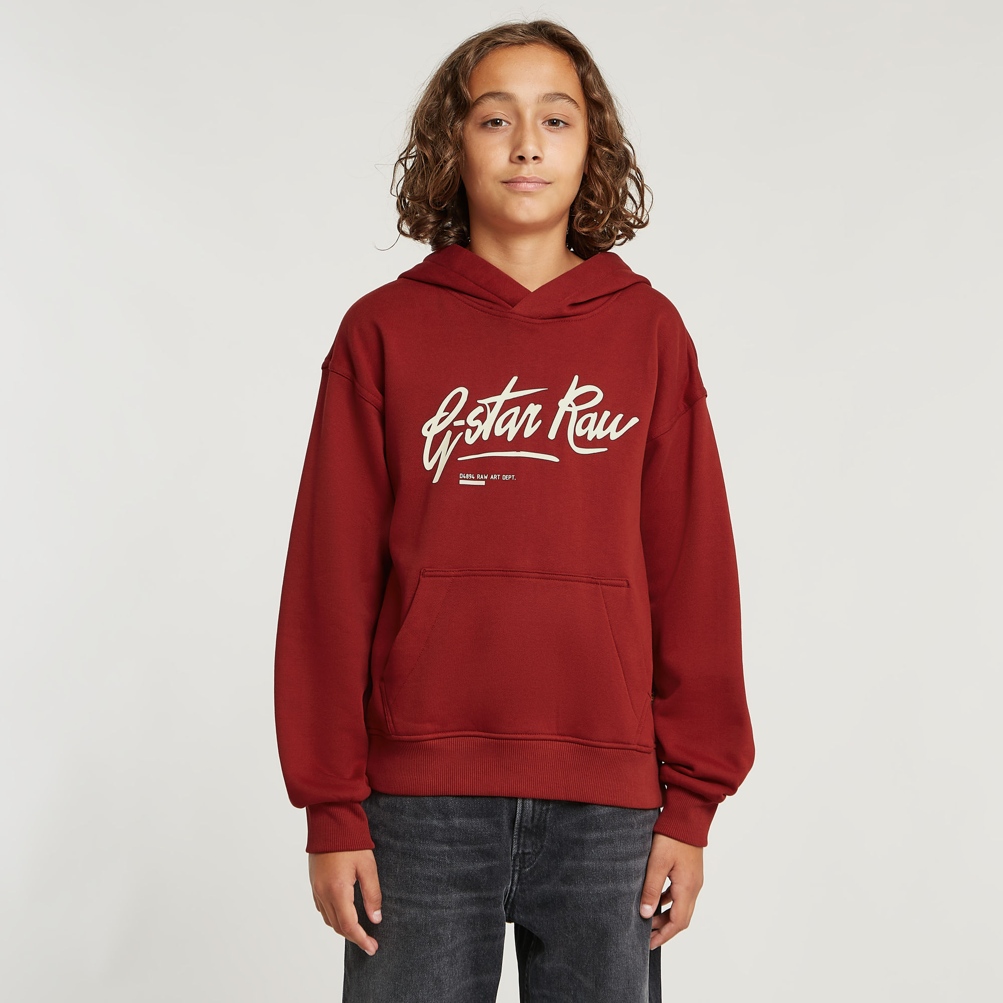 G-Star RAW Jongens Hoodie Loose Brushed Rood jongens