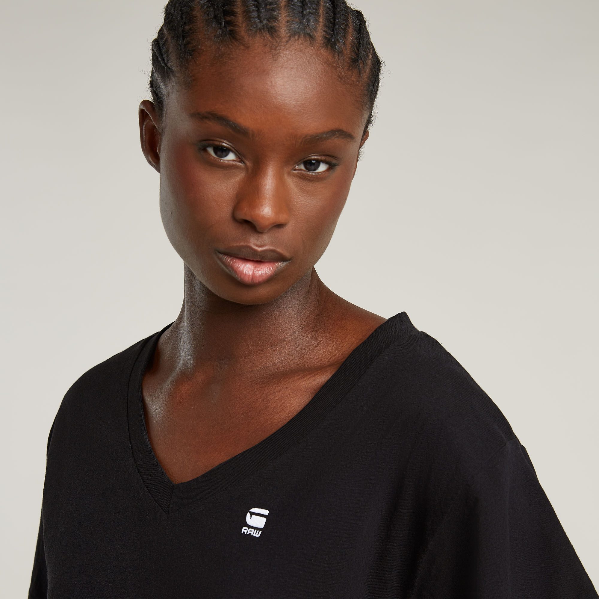 G-Star RAW Open V-Hals Relaxed Top Zwart Dames
