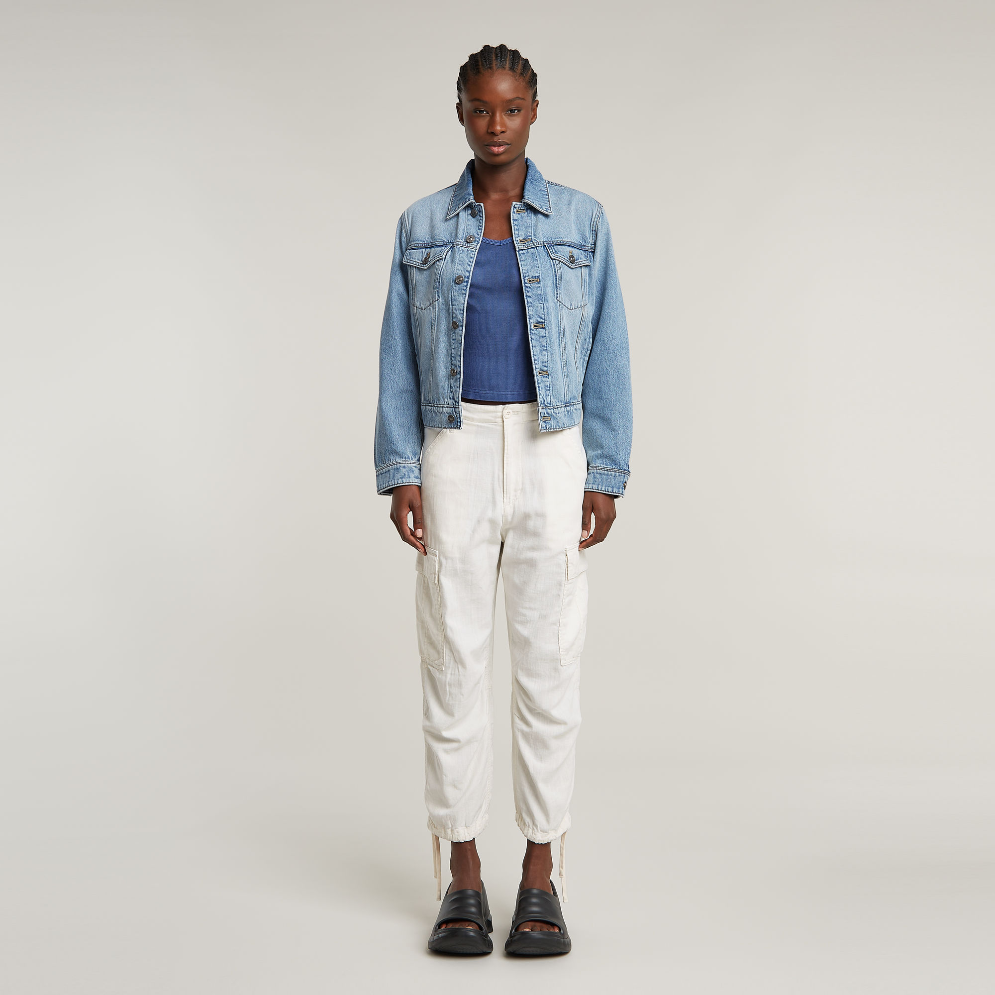 G-Star RAW Cropped Cargo Broek Wit Dames