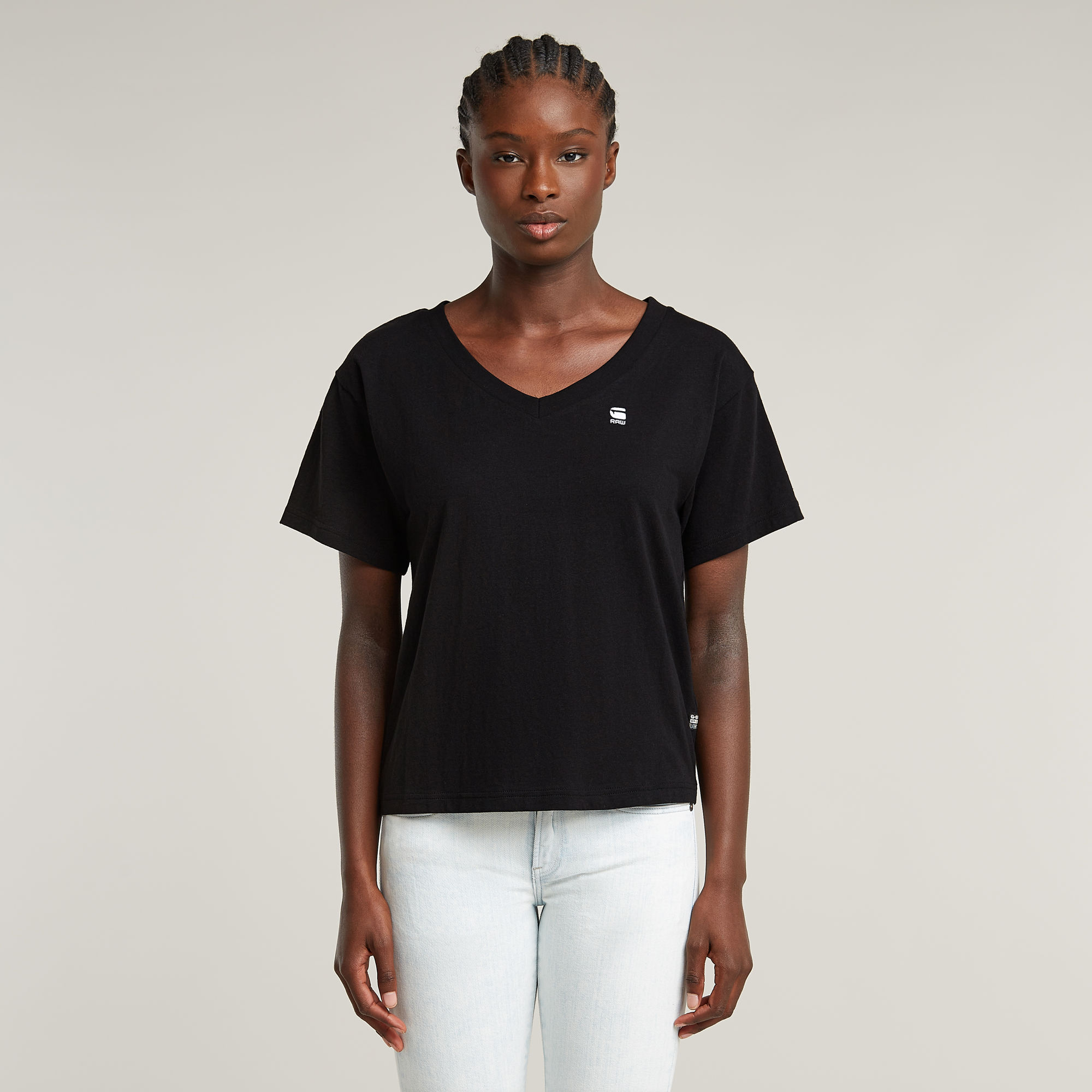 

Open V-Neck Relaxed Top - Black - Women