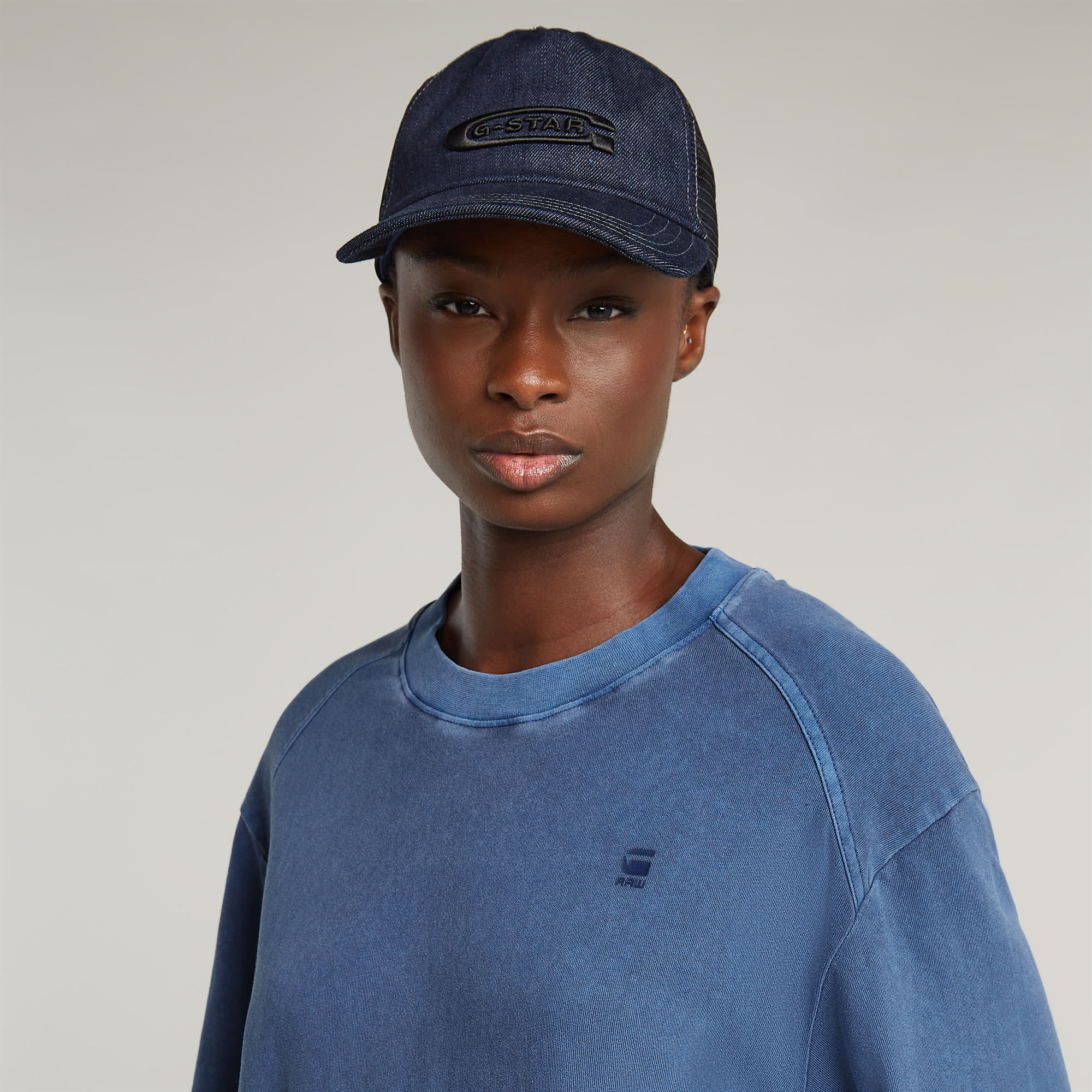 G-Star RAW Overdyed Saddle Sleeve Loose T-Shirt Jurk Midden blauw Dames