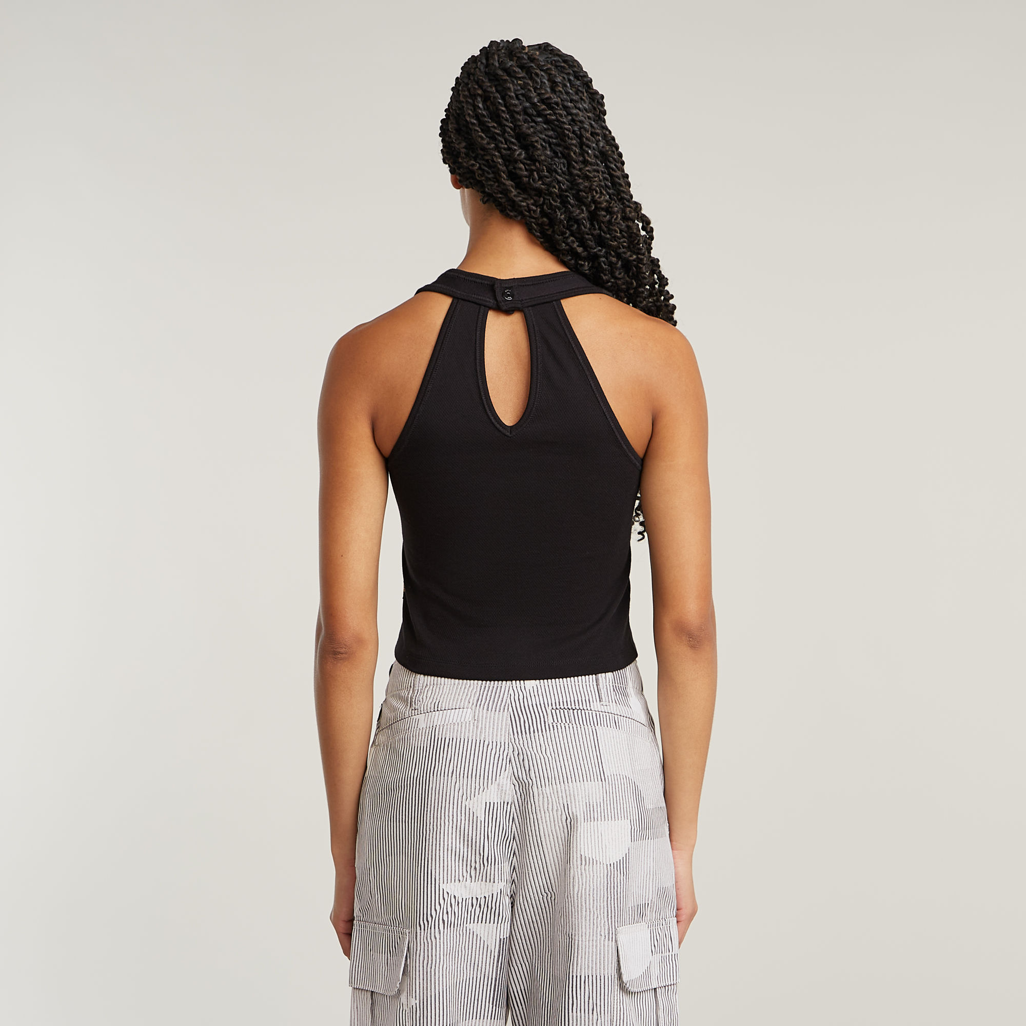 G-Star RAW Back Snap Slim Cropped T-shirt Zwart Dames