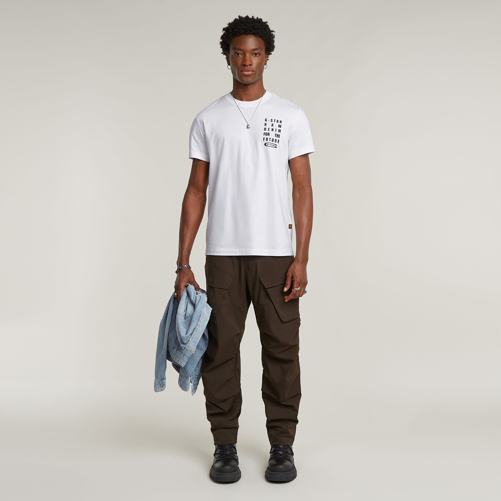 G-Star RAW Text Chest T-Shirt Wit Heren