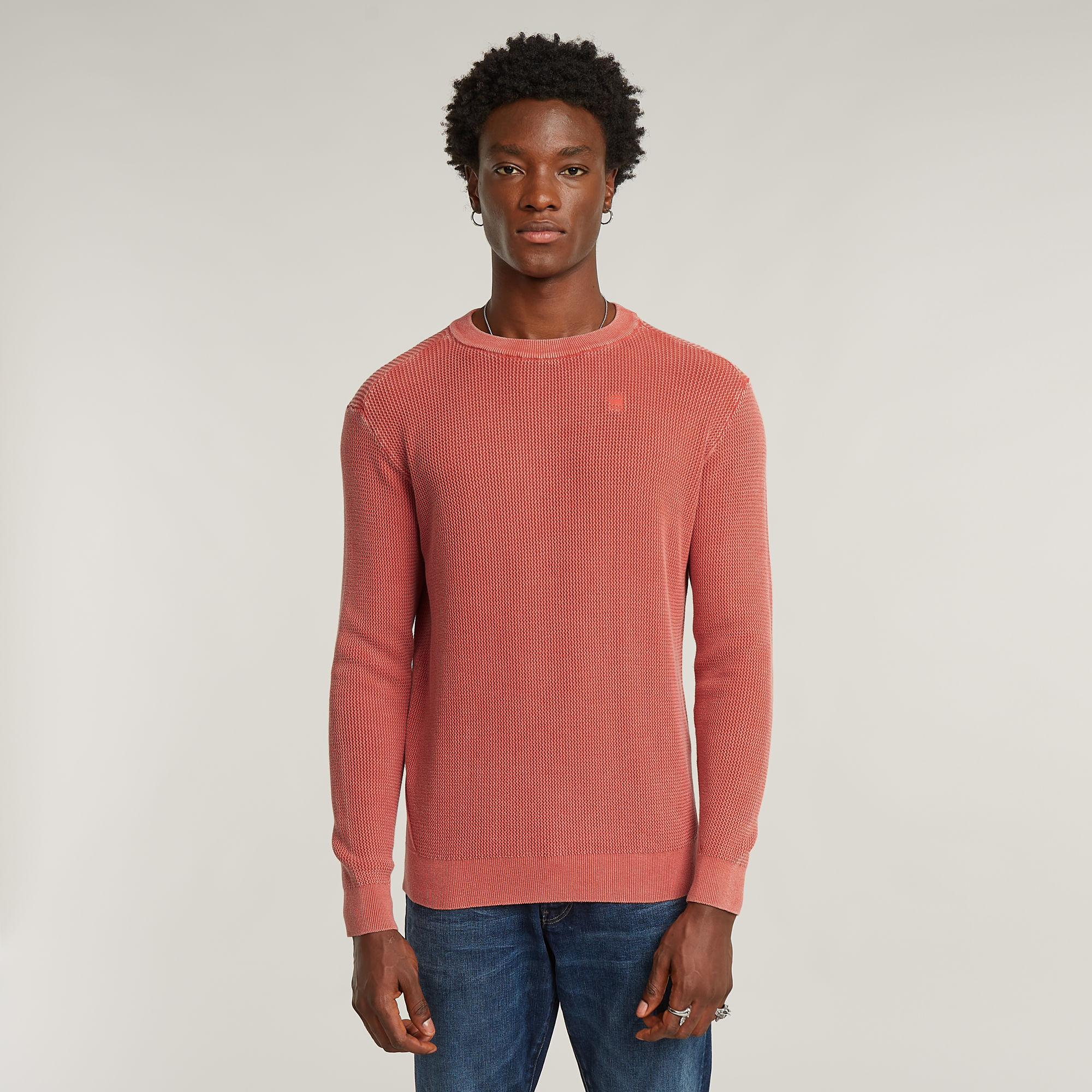 

Serrated Knitted Sweater - Red - Men