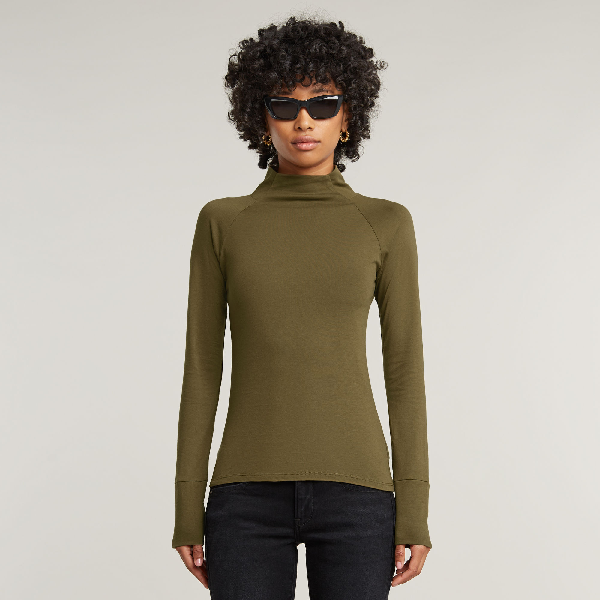 Lecite Slim Turtle Neck Top - Grün - Damen