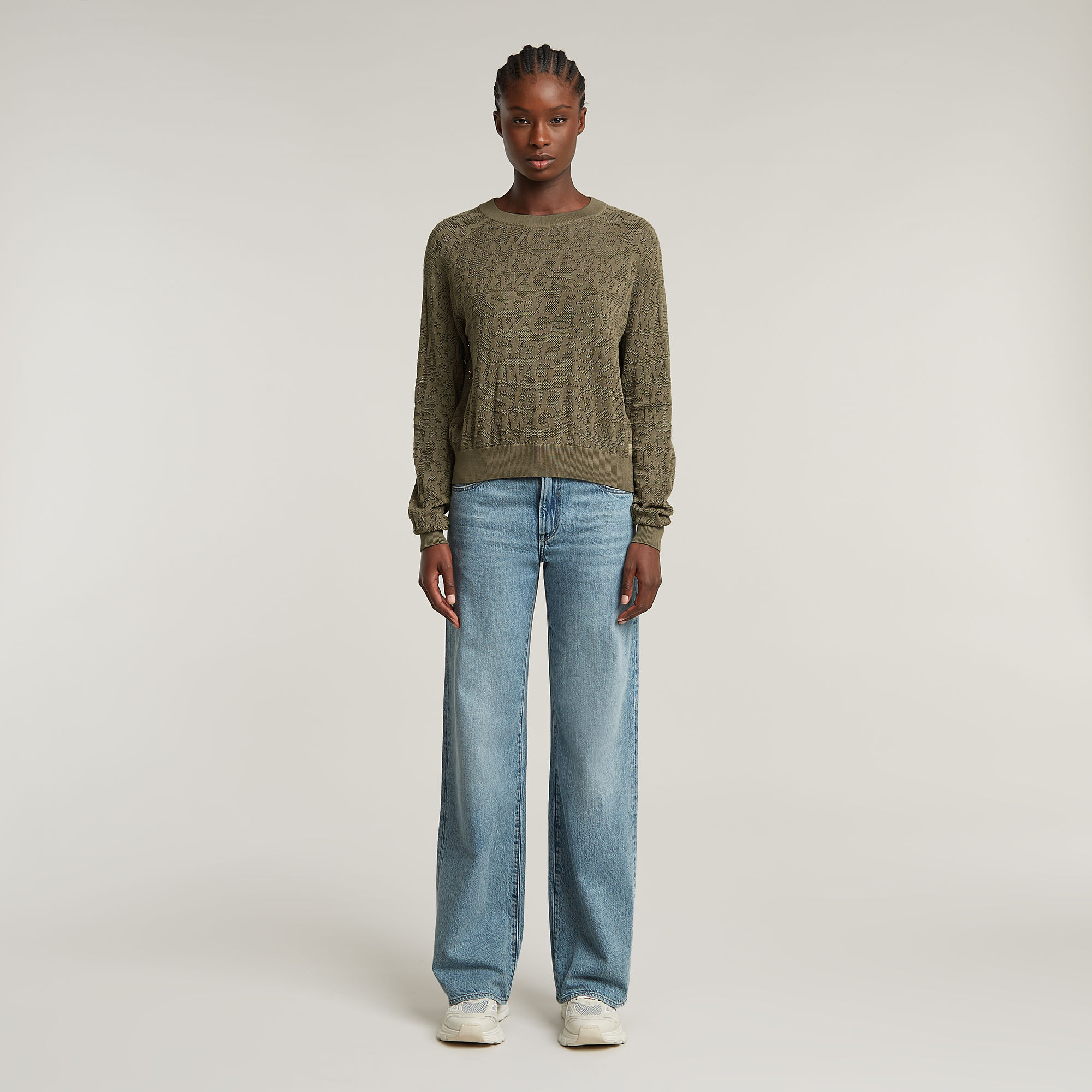 G-Star RAW Pointelle Lichtgewicht Gebreide Trui Groen Dames