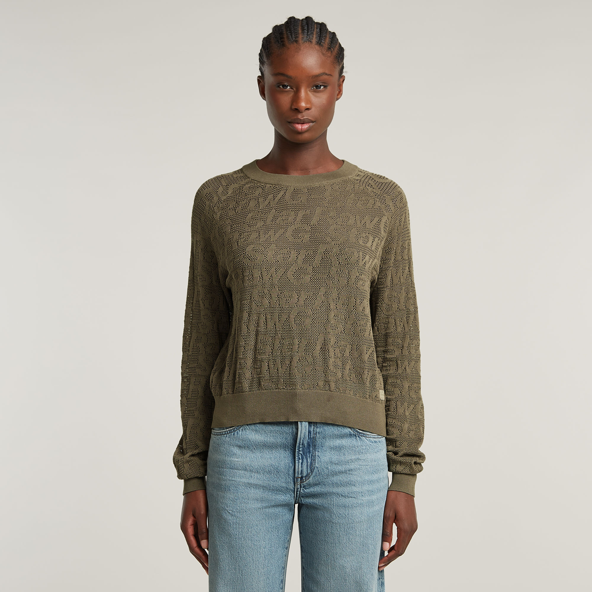 

Pointelle Lightweight Knitted Sweater - Green - Women