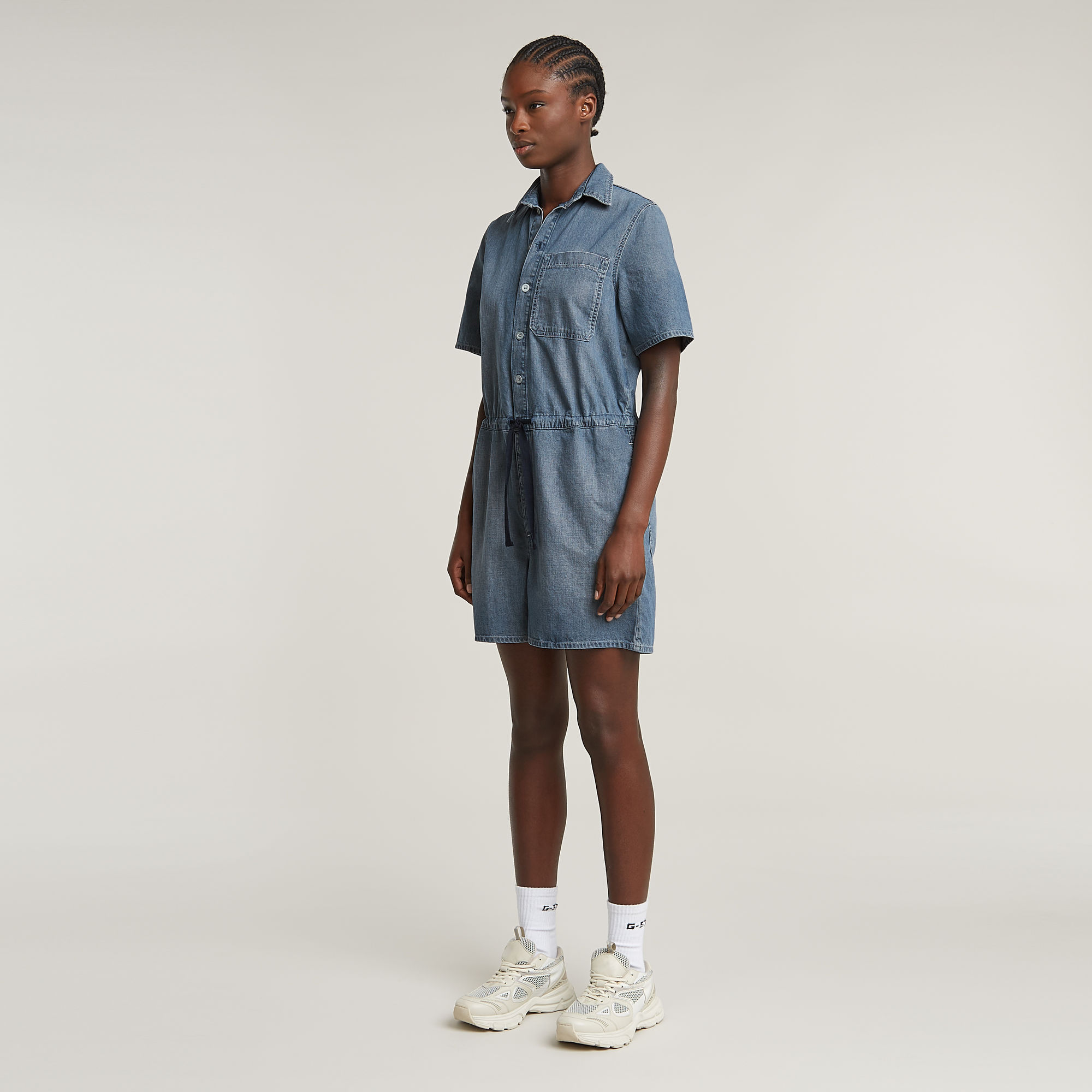 G-Star RAW Easy Short Jumpsuit Midden blauw Dames