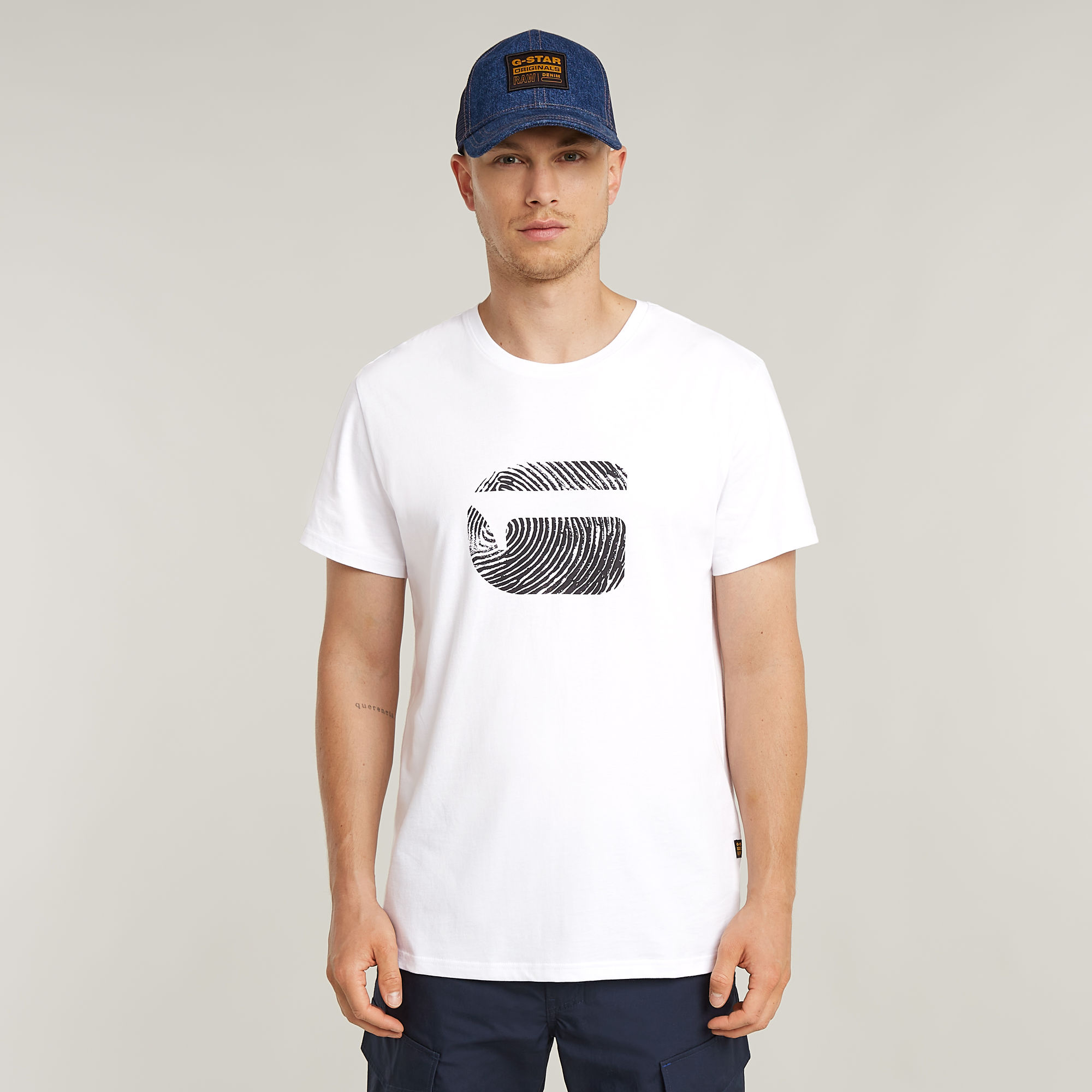 G-Star RAW Finger Print Burger T-Shirt - Wit - Heren
