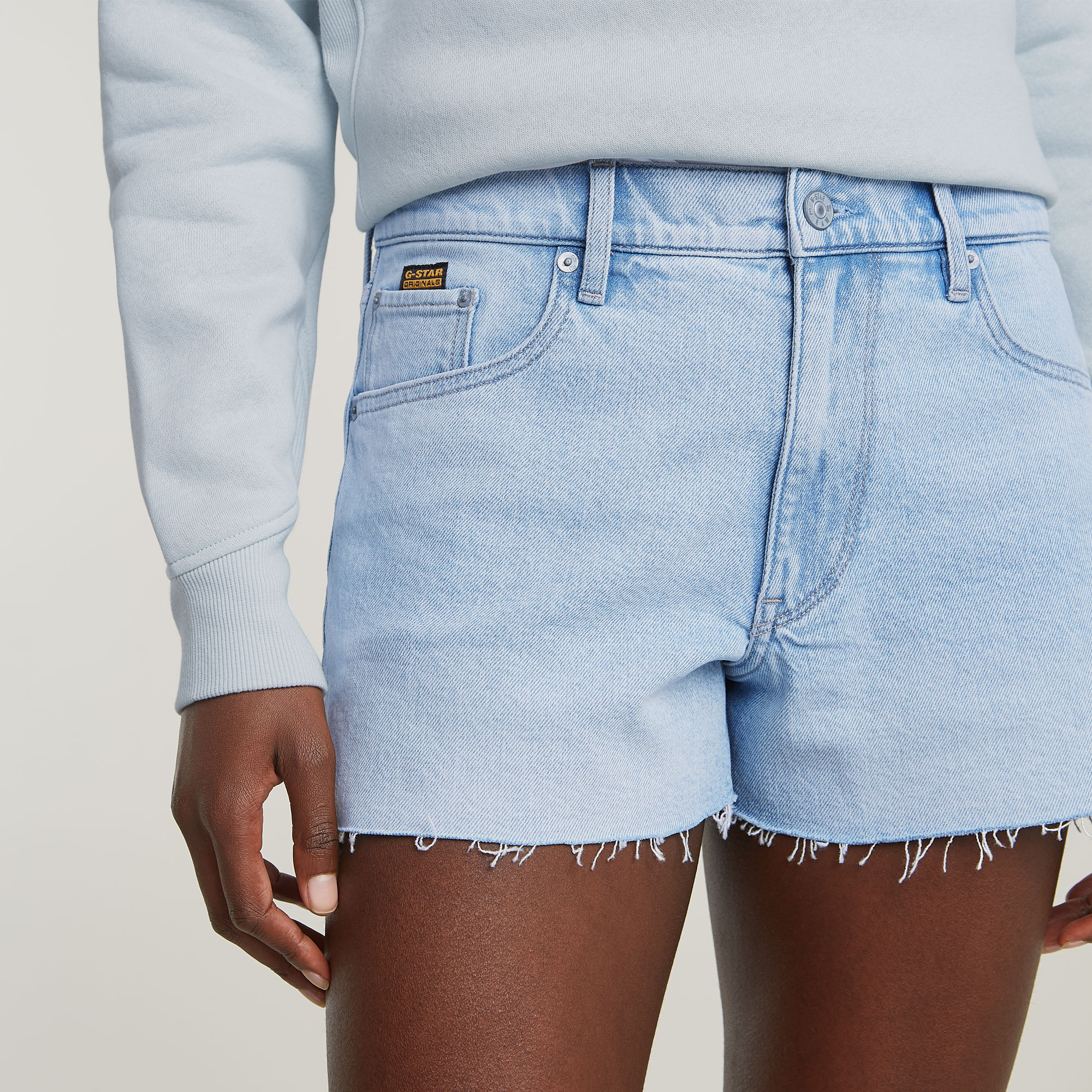 G-Star RAW True Raw Edge Denimshort Lichtblauw Dames