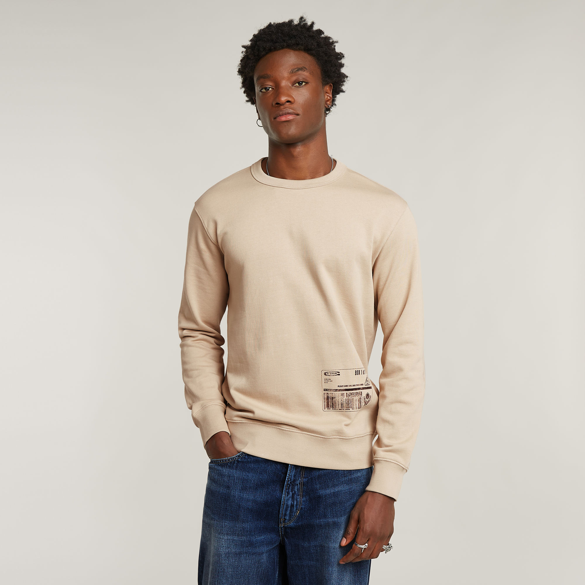 G-Star RAW Shipping Graphic Sweater Beige Heren