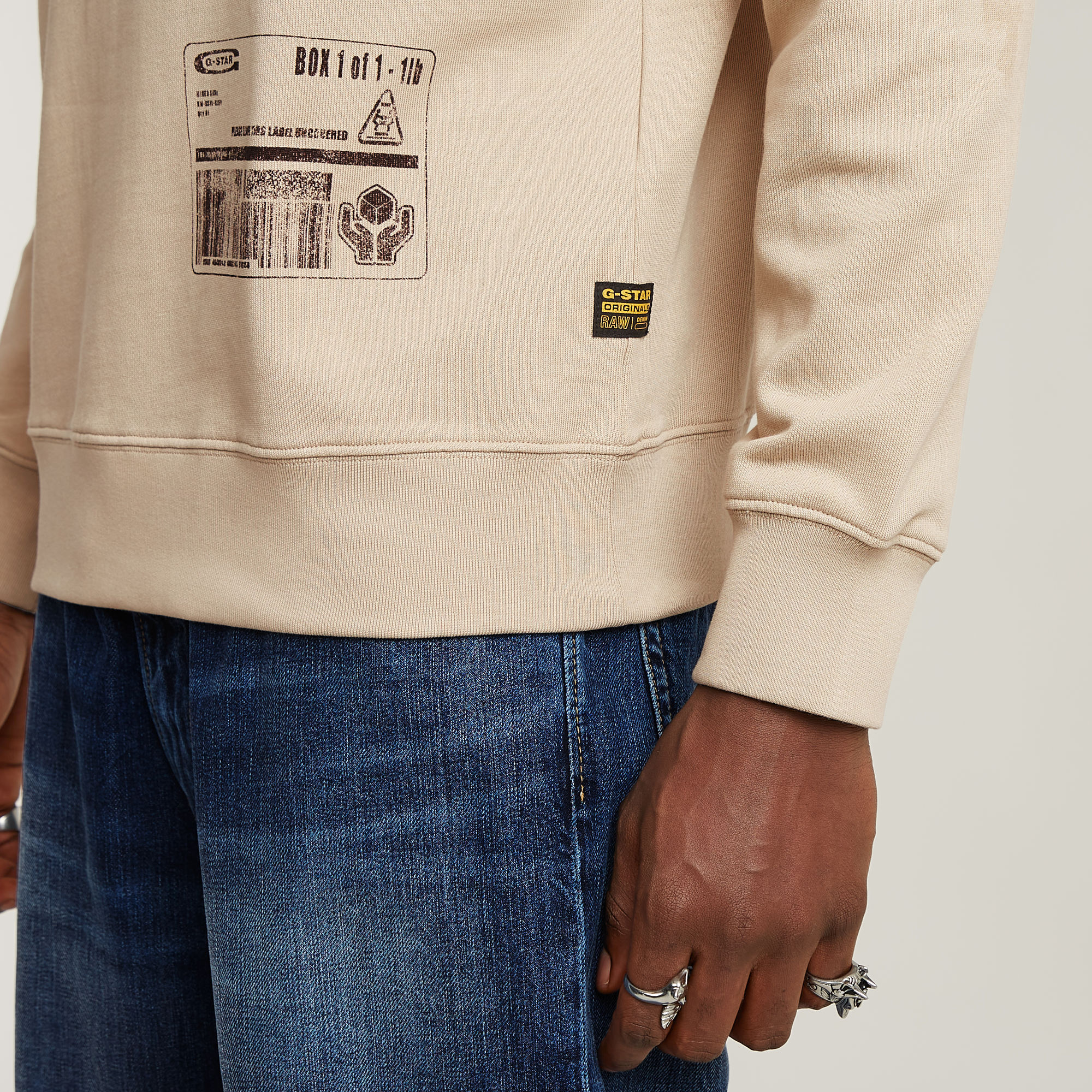G-Star RAW Shipping Graphic Sweater Beige Heren