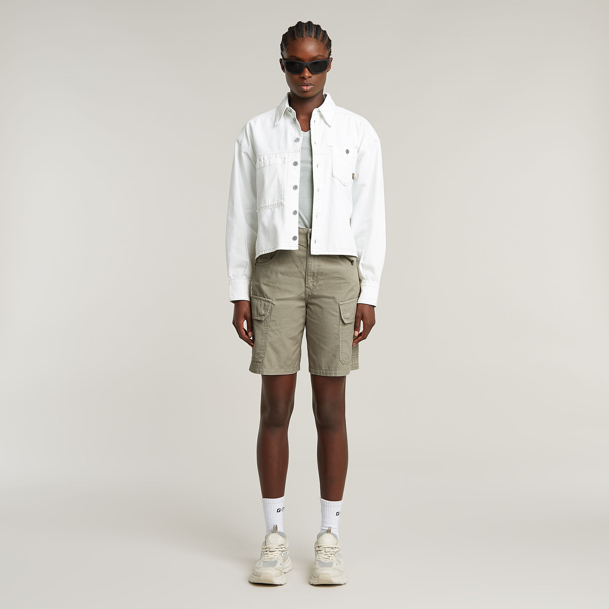 G-Star RAW Overdyed Eyben Slim V-Neck Top Lichtblauw Dames