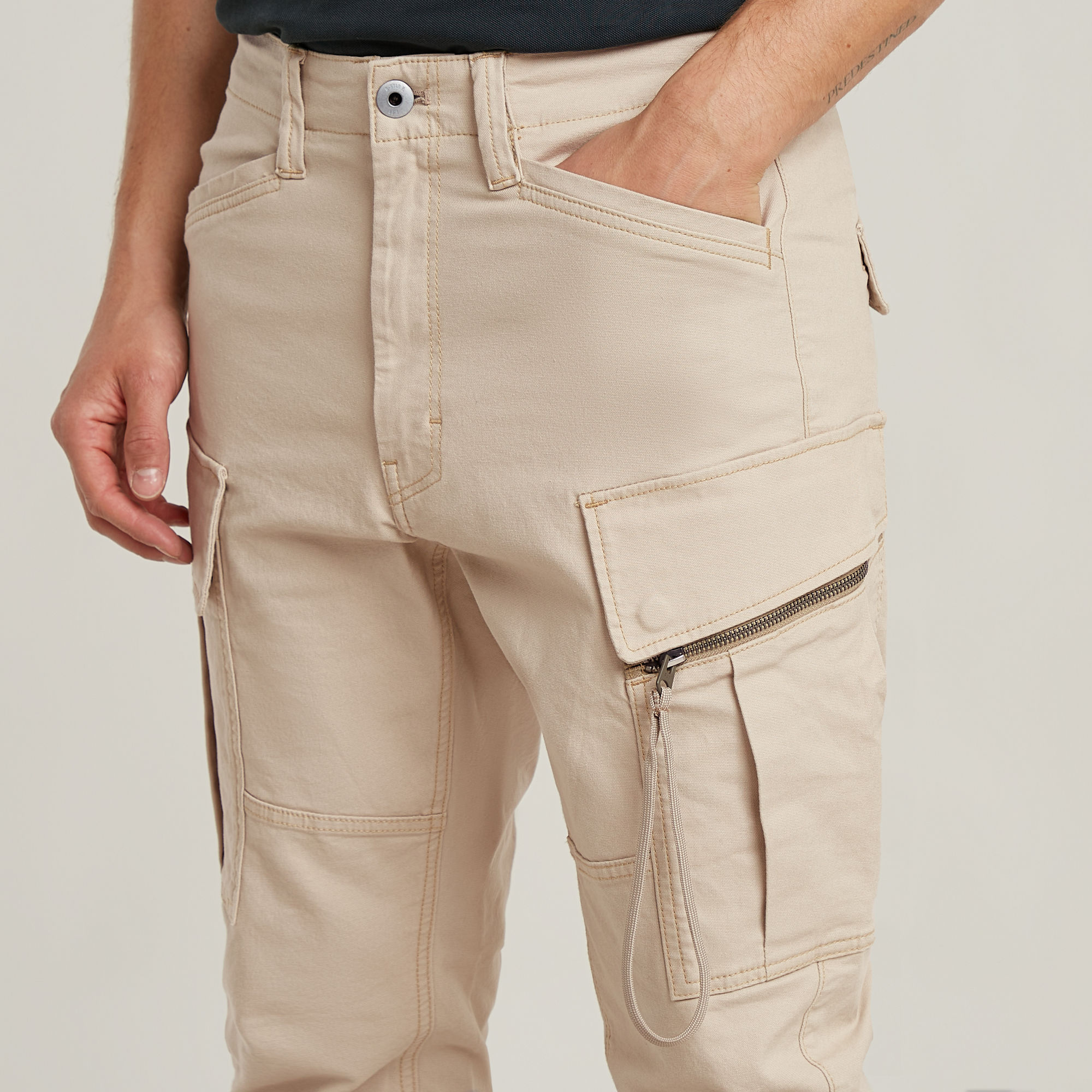 G-Star RAW Zip Pocket 3D Skinny Cargo Broek 2.0 Beige Heren