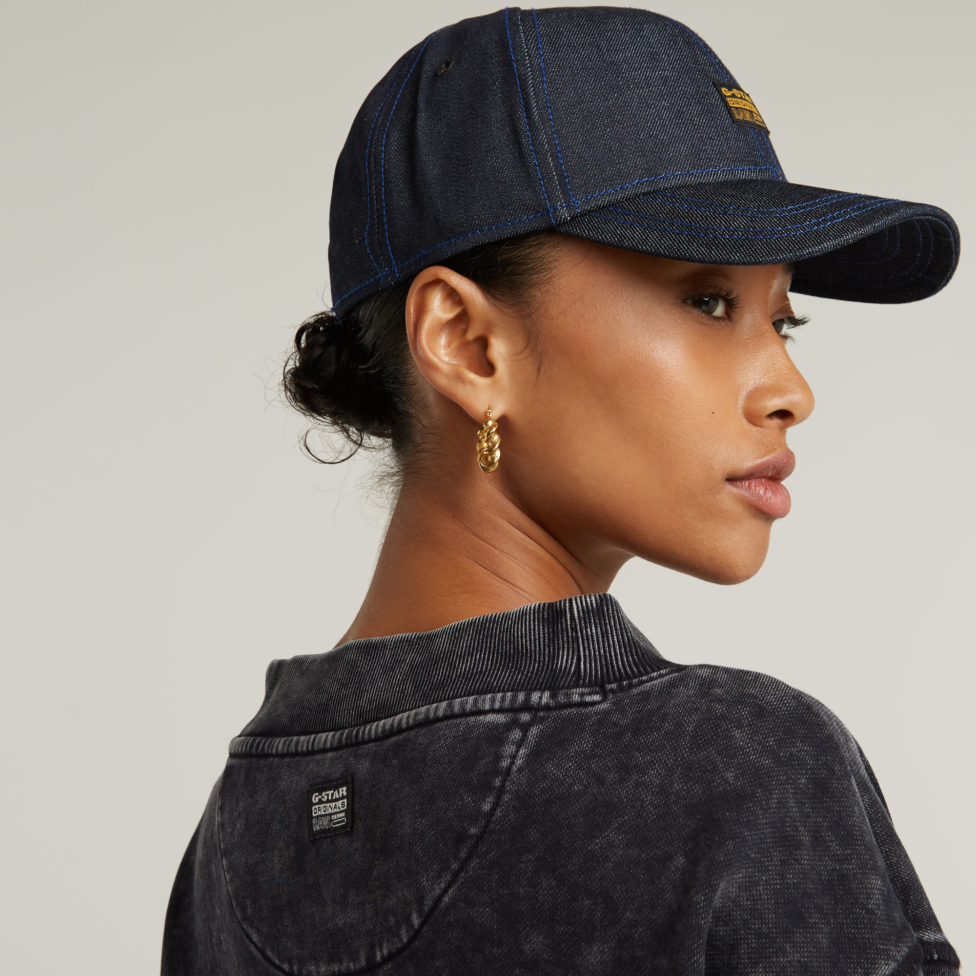 G-Star RAW Overdyed Cropped Logo Loose Sweater Zwart Dames