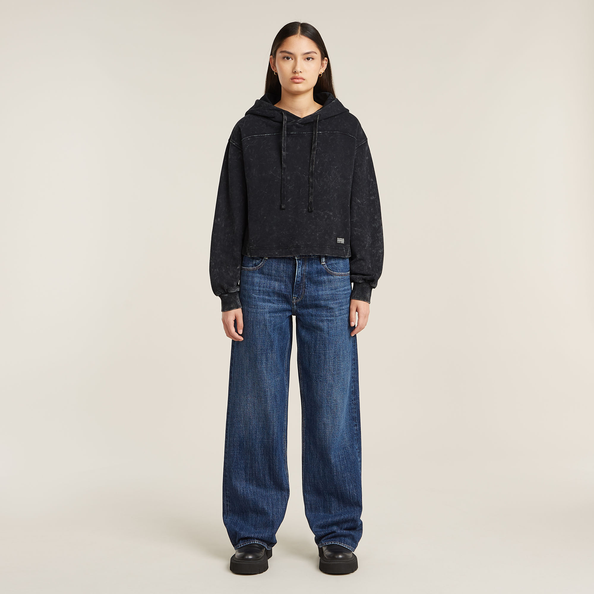 G-Star RAW Overdyed Loose Hoodie Zwart Dames