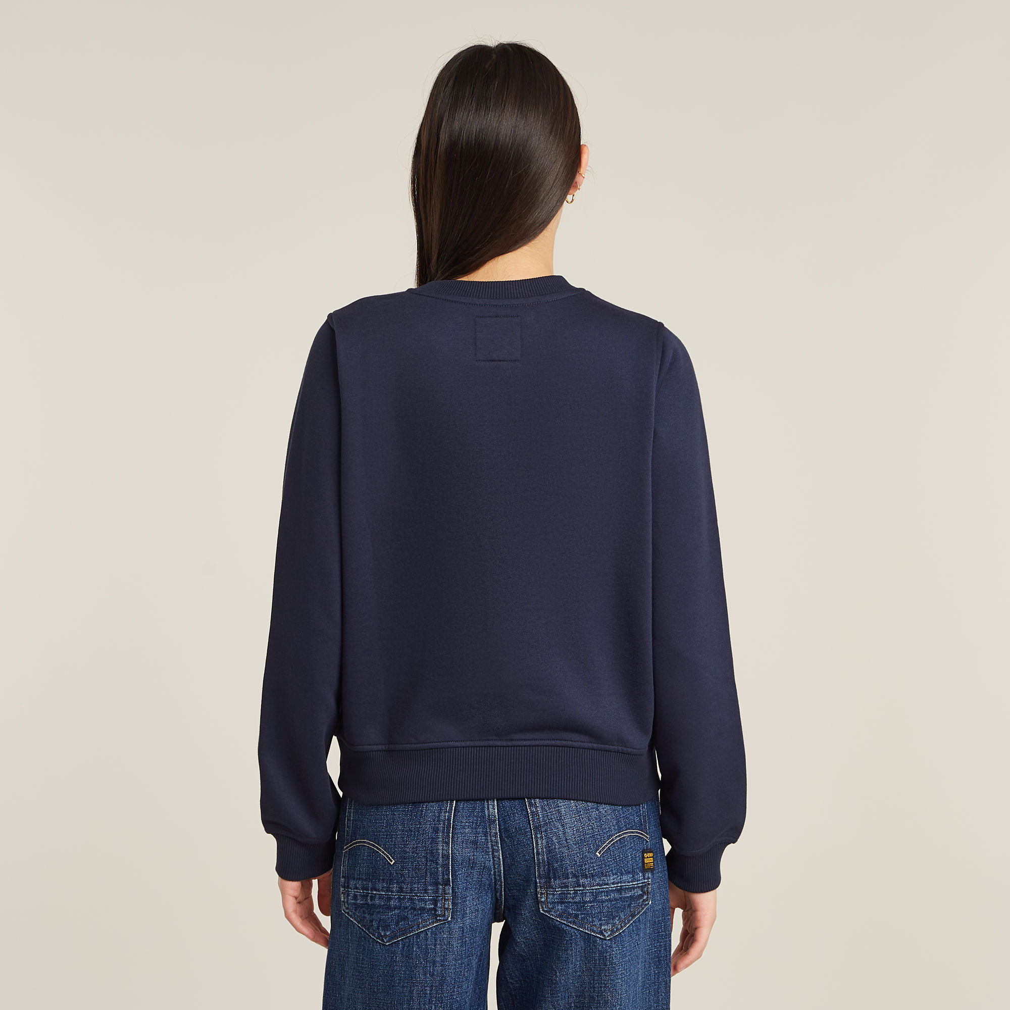 G-Star RAW Logo Crew Sweater Donkerblauw Dames