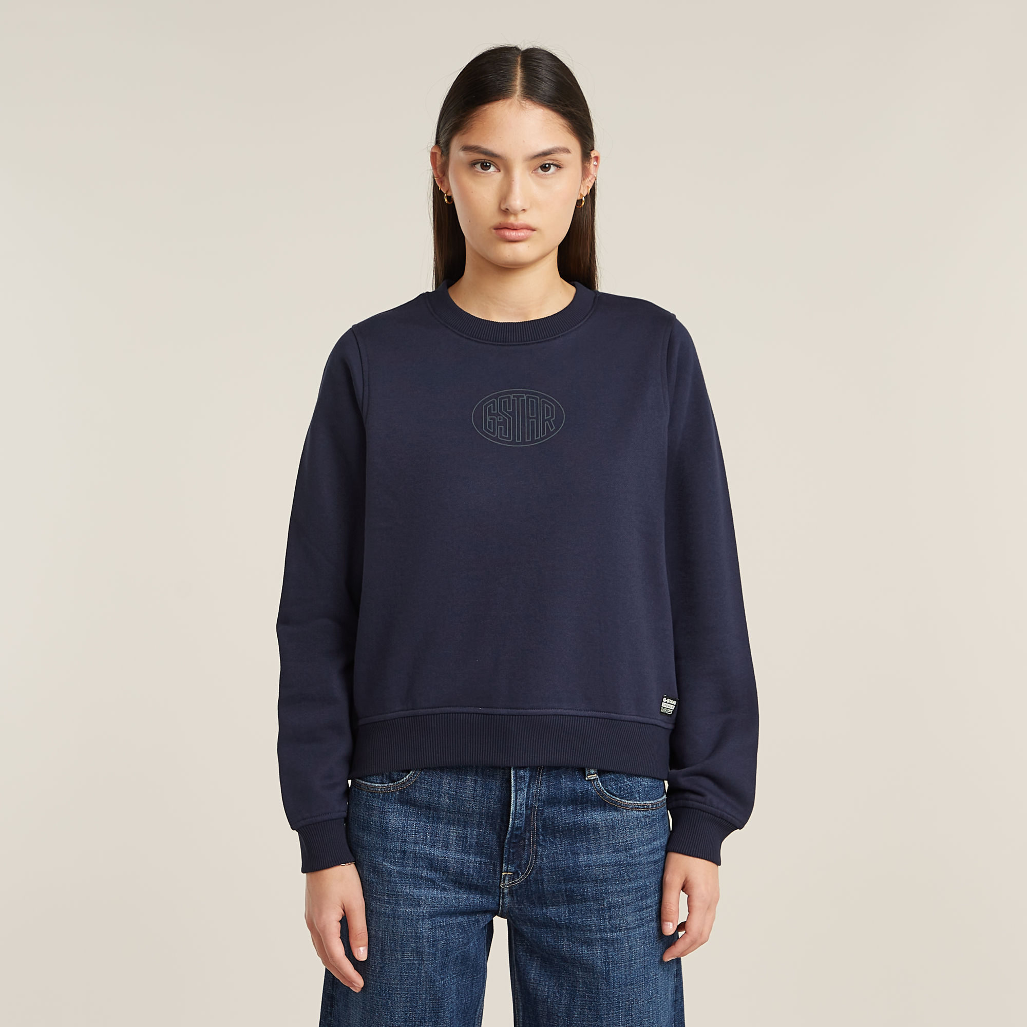 G-Star RAW Logo Crew Sweater - Donkerblauw - Dames