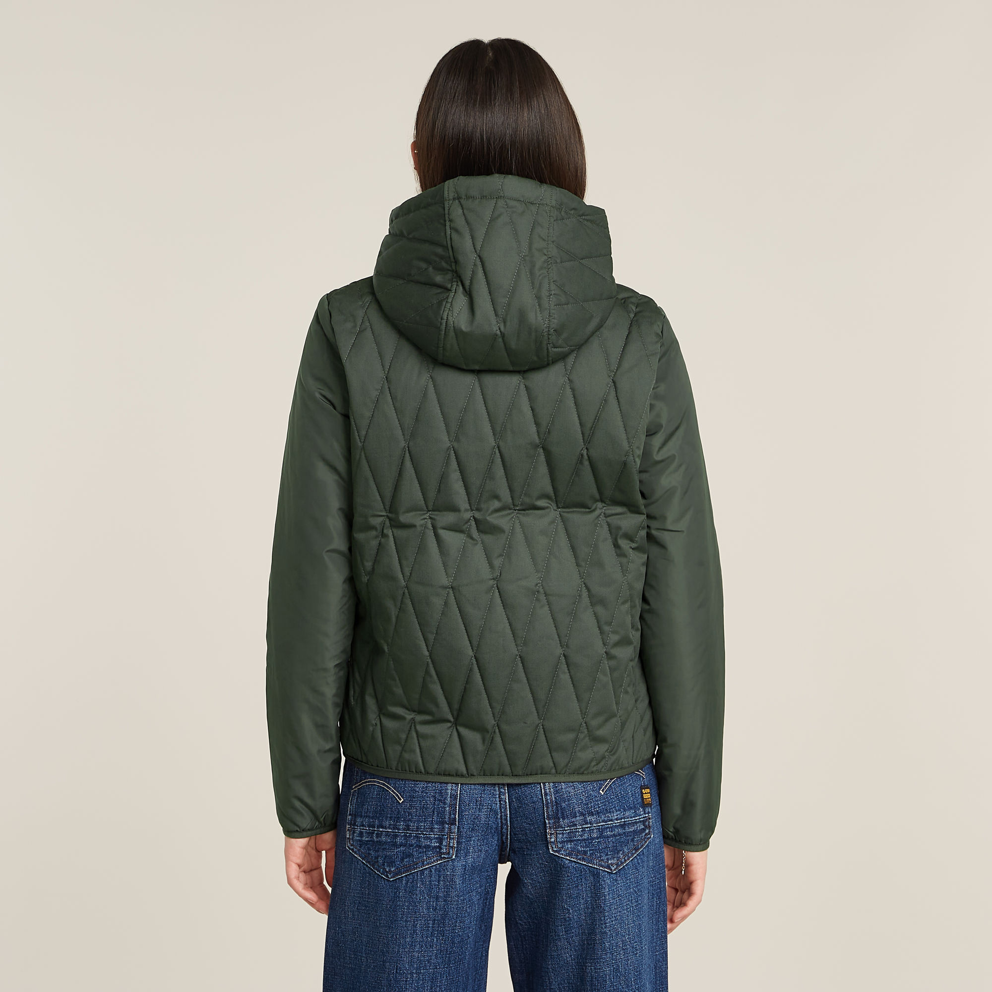 G-Star RAW Utility Quilt Overshirt Met Capuchon Grijs Dames