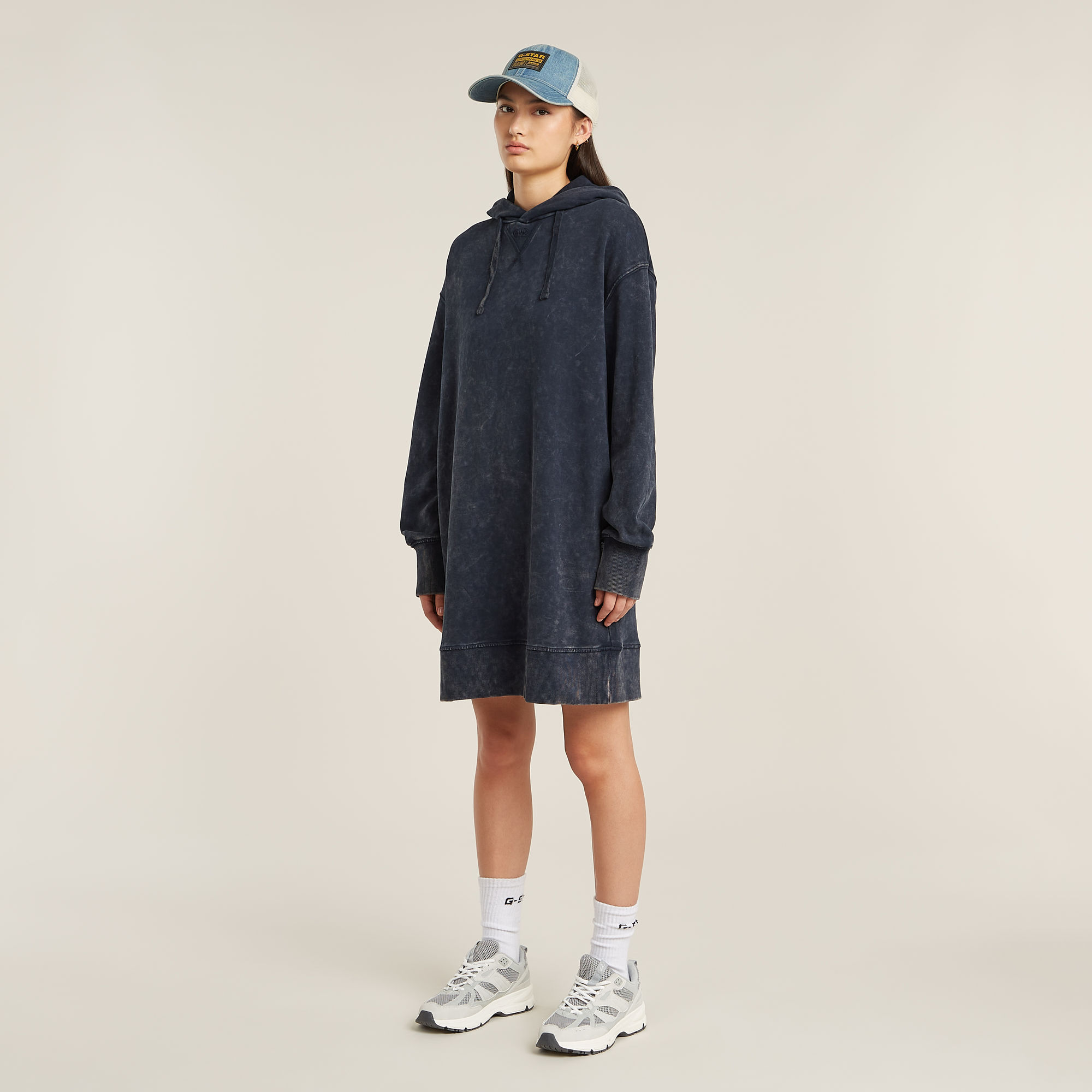 G-Star RAW Loose Overdyed Hoodie Jurk Donkerblauw Dames