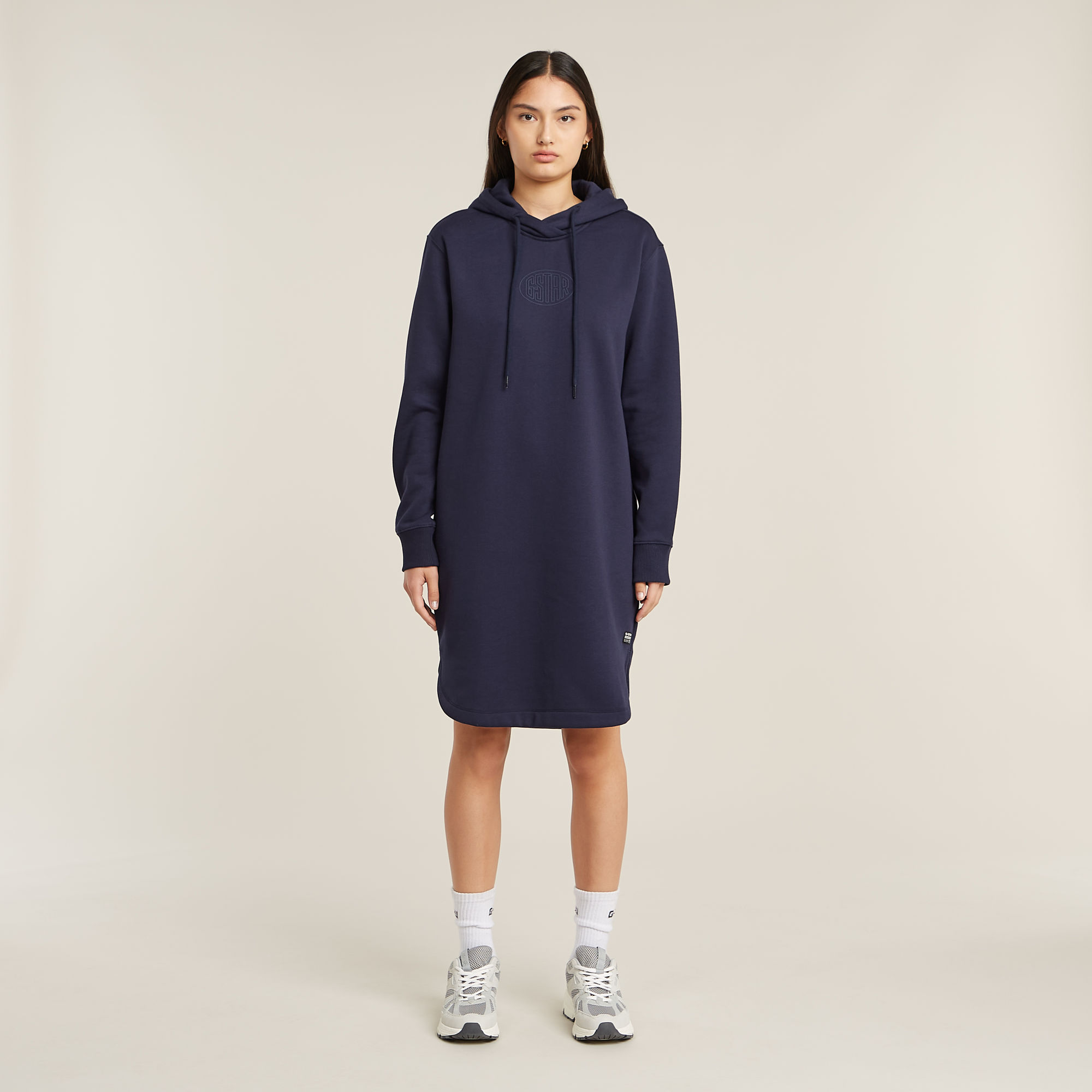 

Logo Hooded Sweater Dress - Dark blue - Women