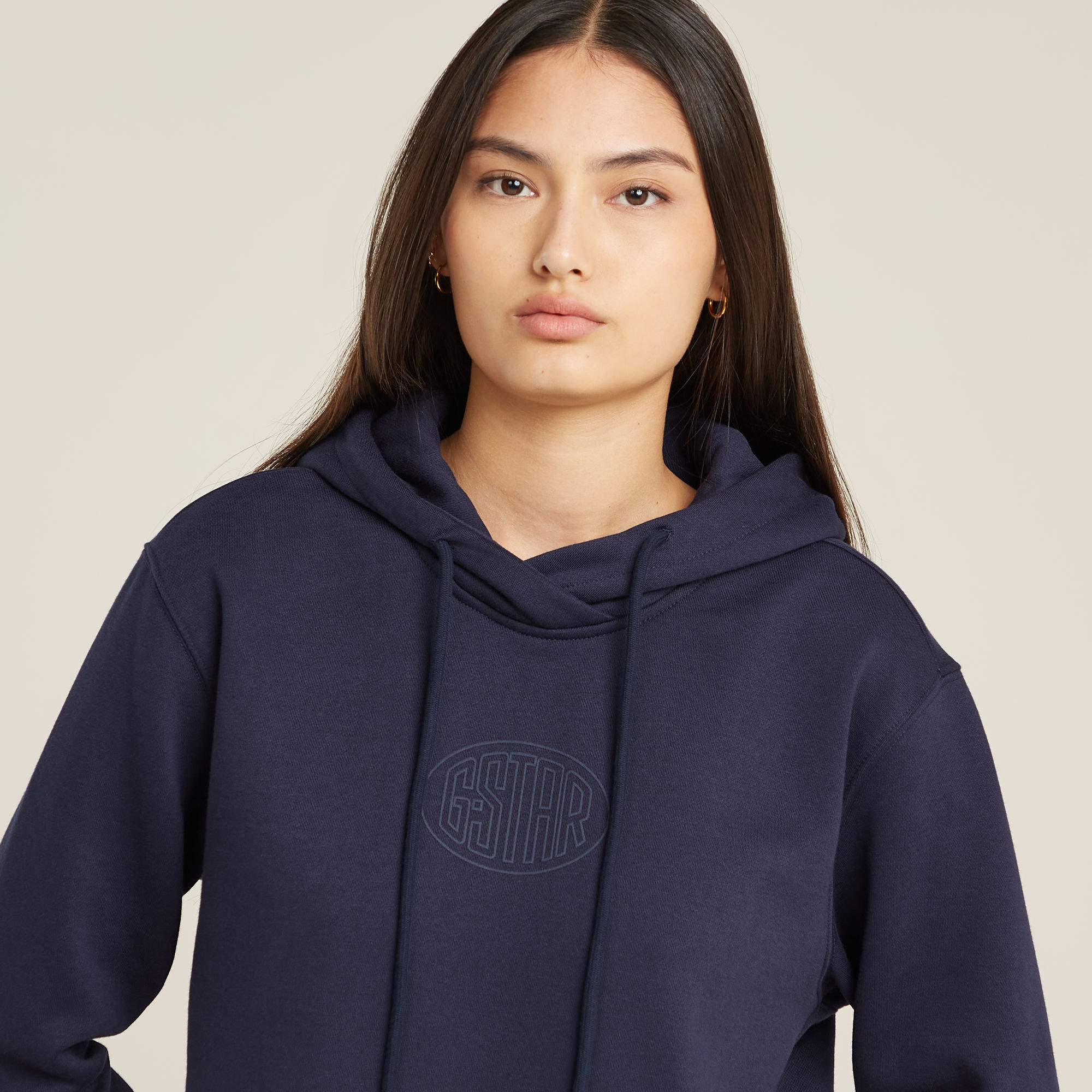 G-Star RAW Logo Sweaterjurk Met Capuchon Donkerblauw Dames