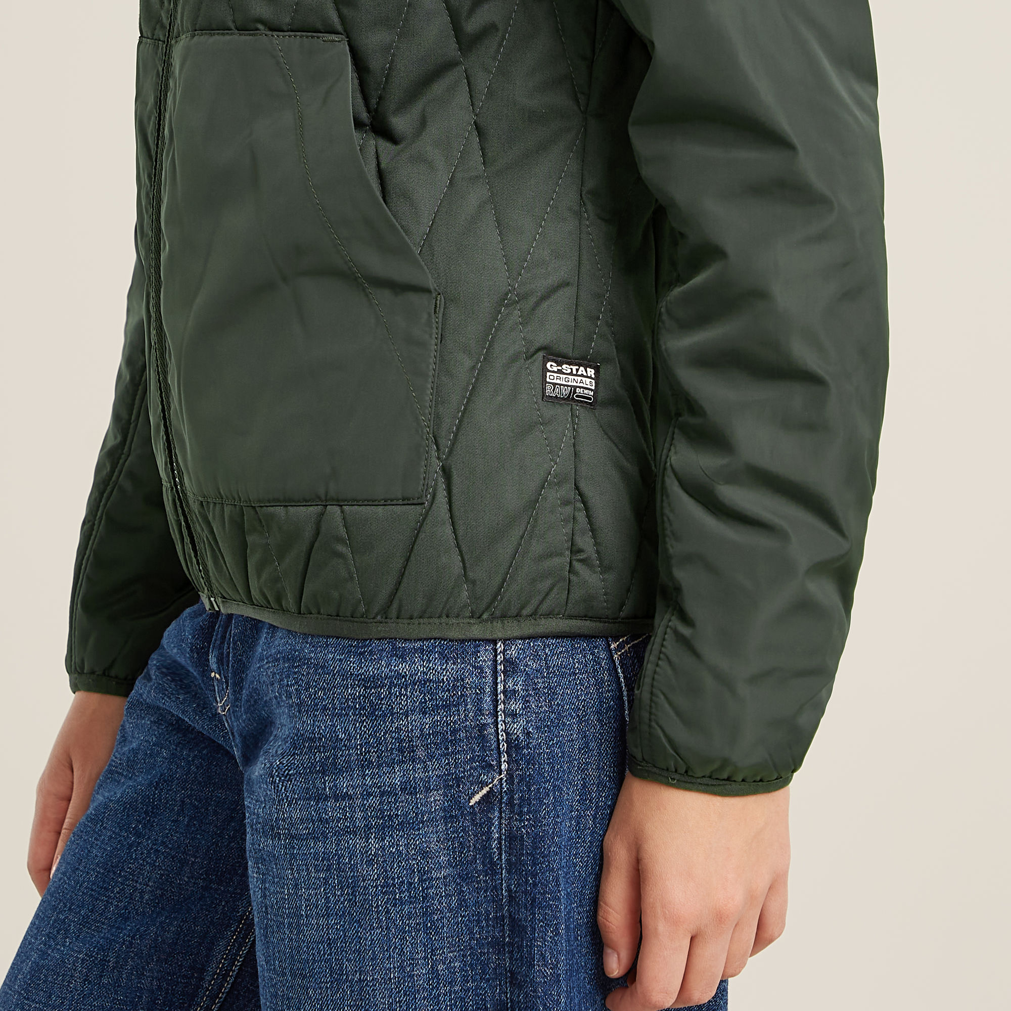 G-Star RAW Utility Quilt Overshirt Met Capuchon Grijs Dames