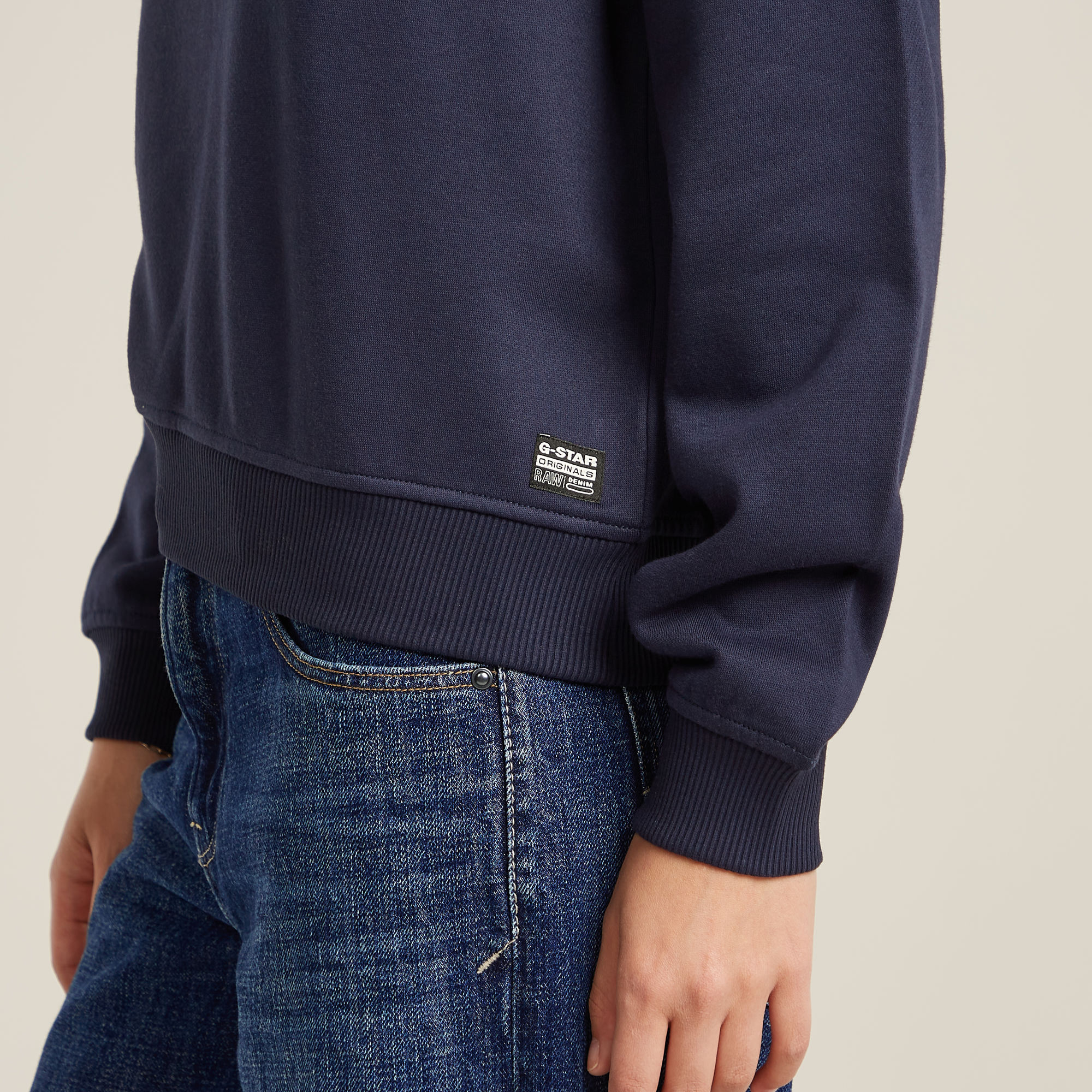 G-Star RAW Logo Crew Sweater Donkerblauw Dames