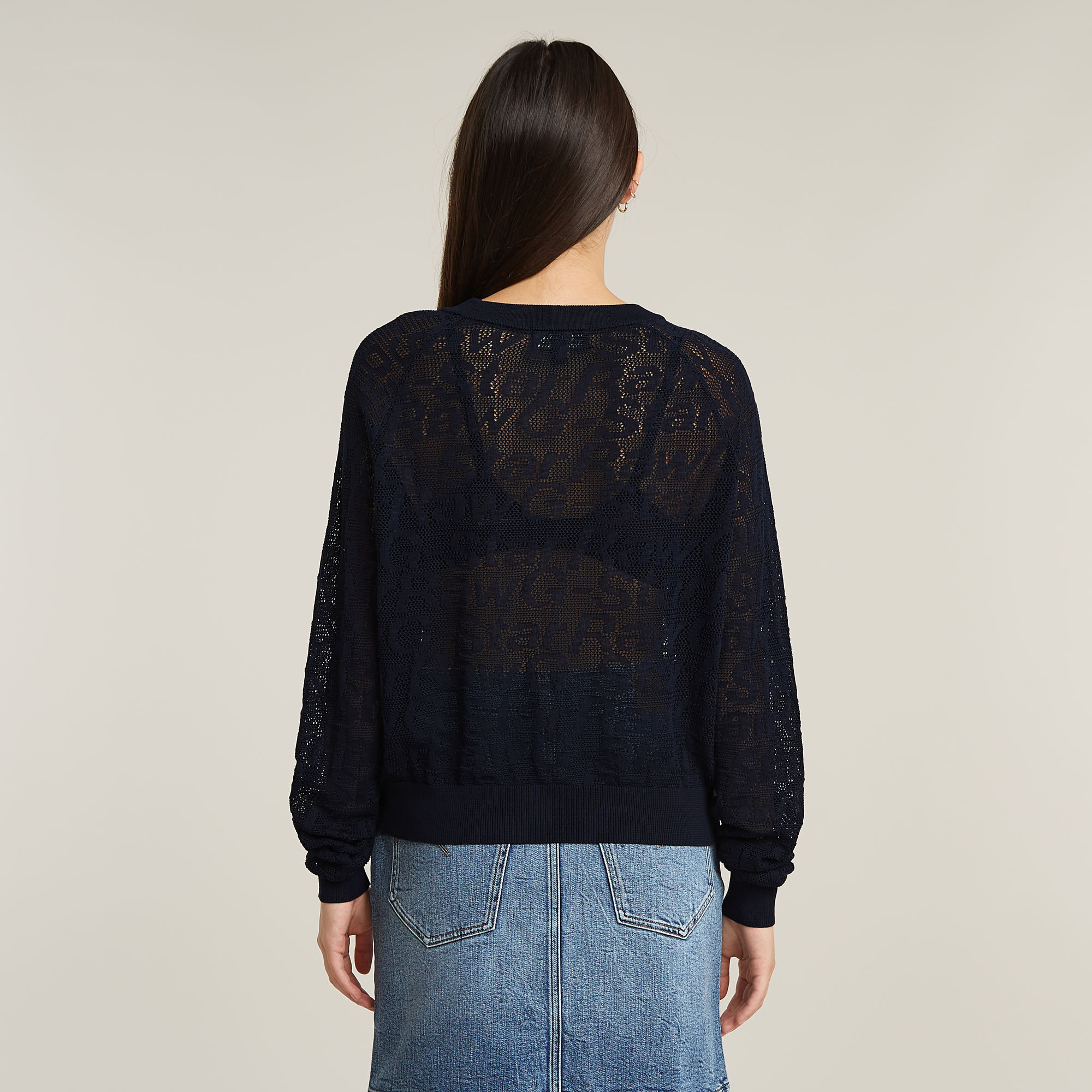 G-Star RAW Pointelle Lichtgewicht Gebreide Trui Donkerblauw Dames
