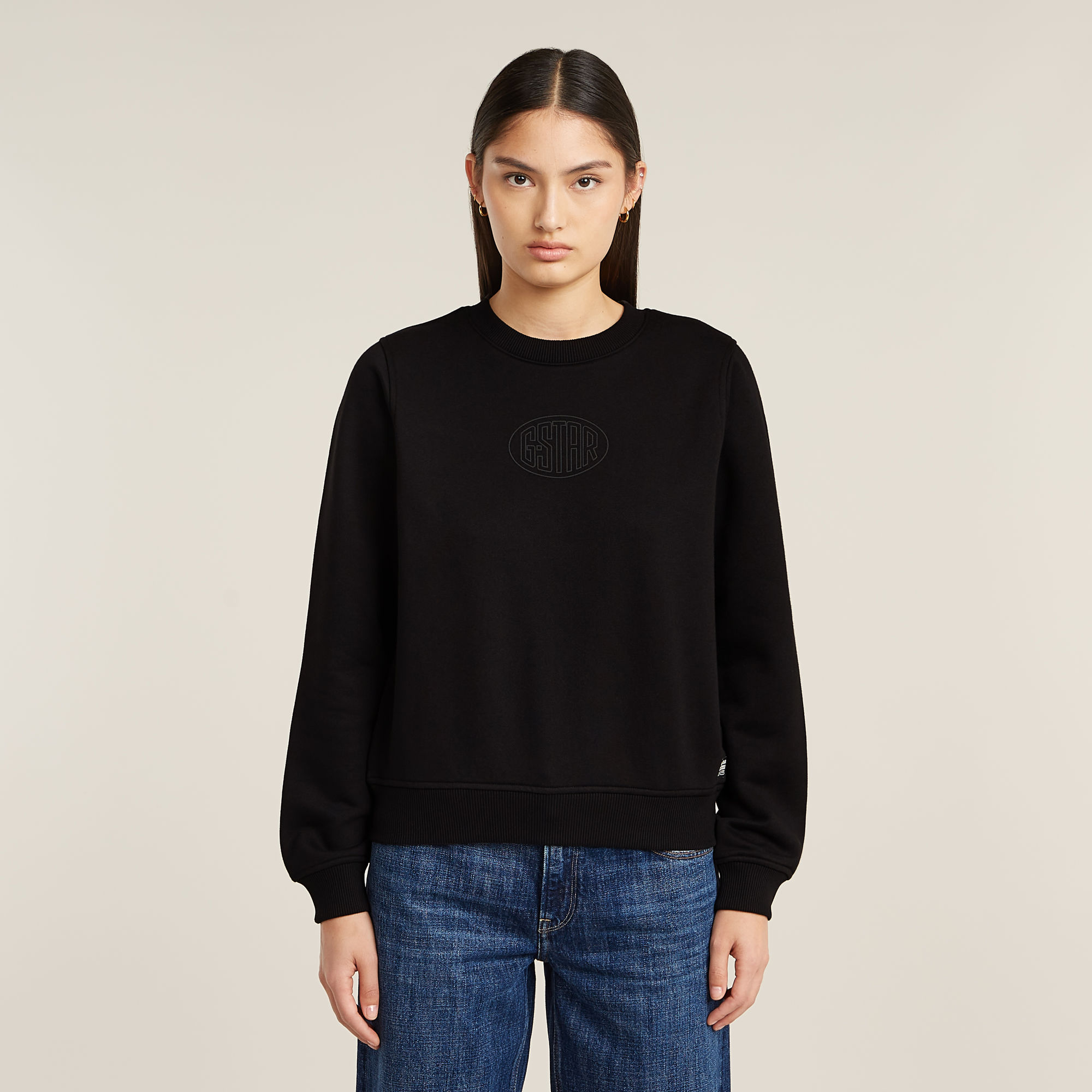 G-Star RAW Logo Crew Sweater - Zwart - Dames