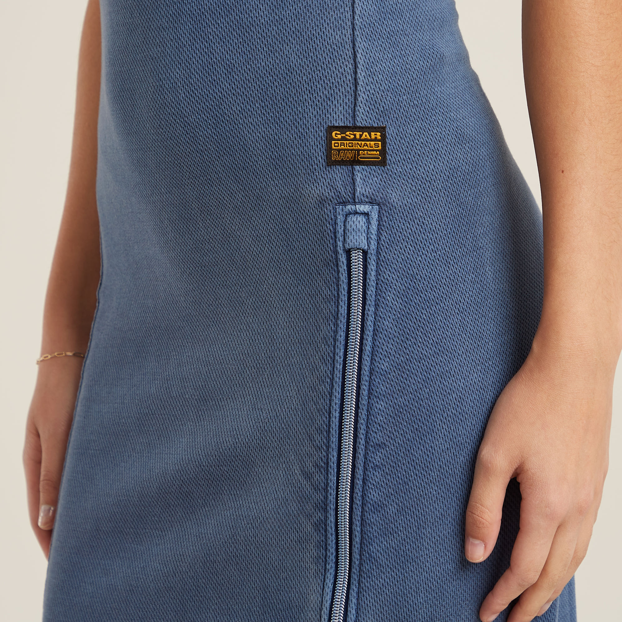 G-Star RAW Overdyed Jurk Asymmetric Zip Midden blauw Dames