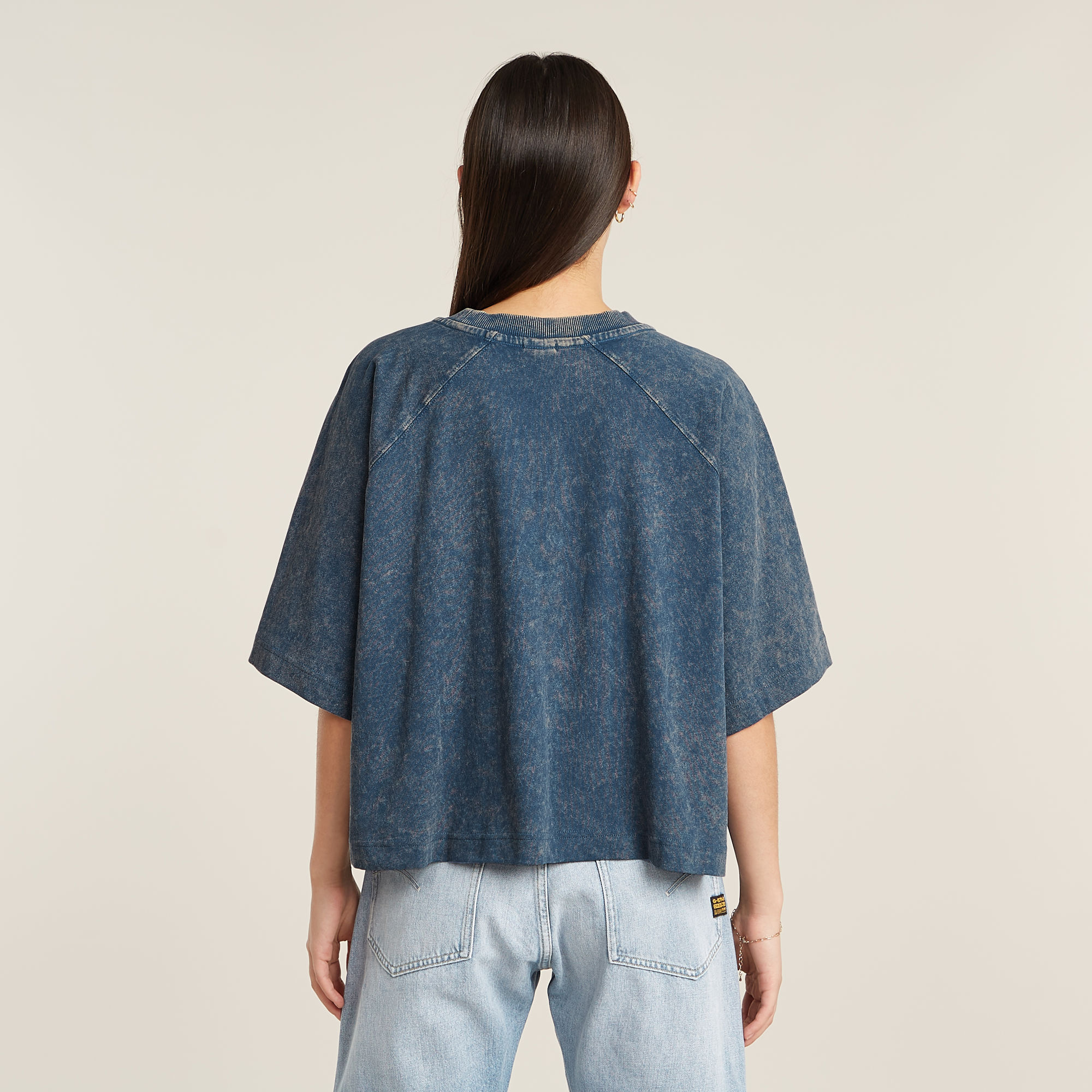 G-Star RAW Washed Multi Logo Oversized T-shirt Midden blauw Dames