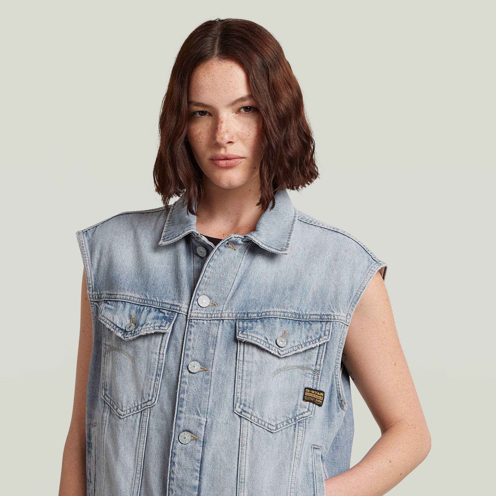G-Star RAW Relaxed Denim Vest Lichtblauw Dames