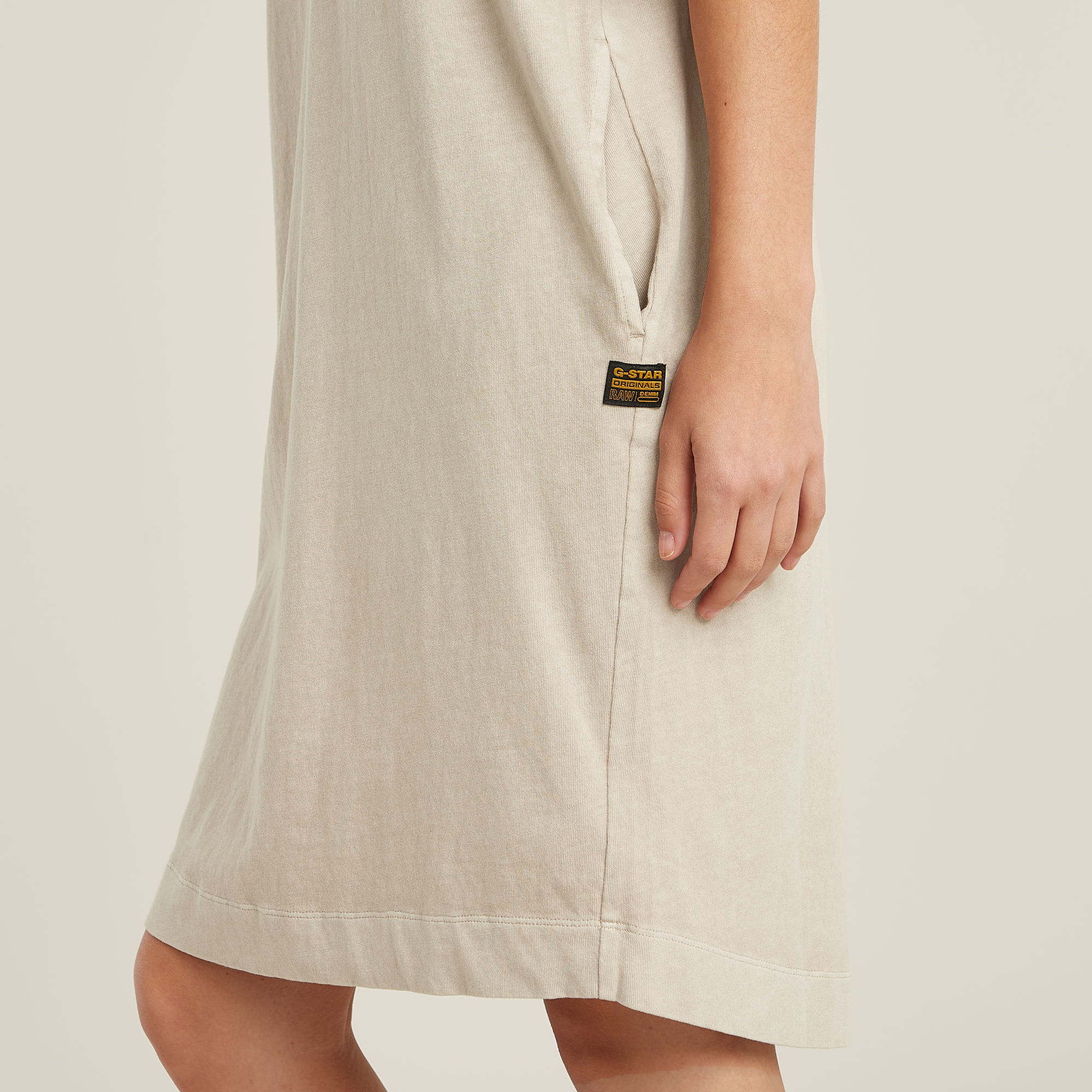 G-Star RAW Overdyed Saddle Sleeve Loose T-Shirt Jurk Beige Dames