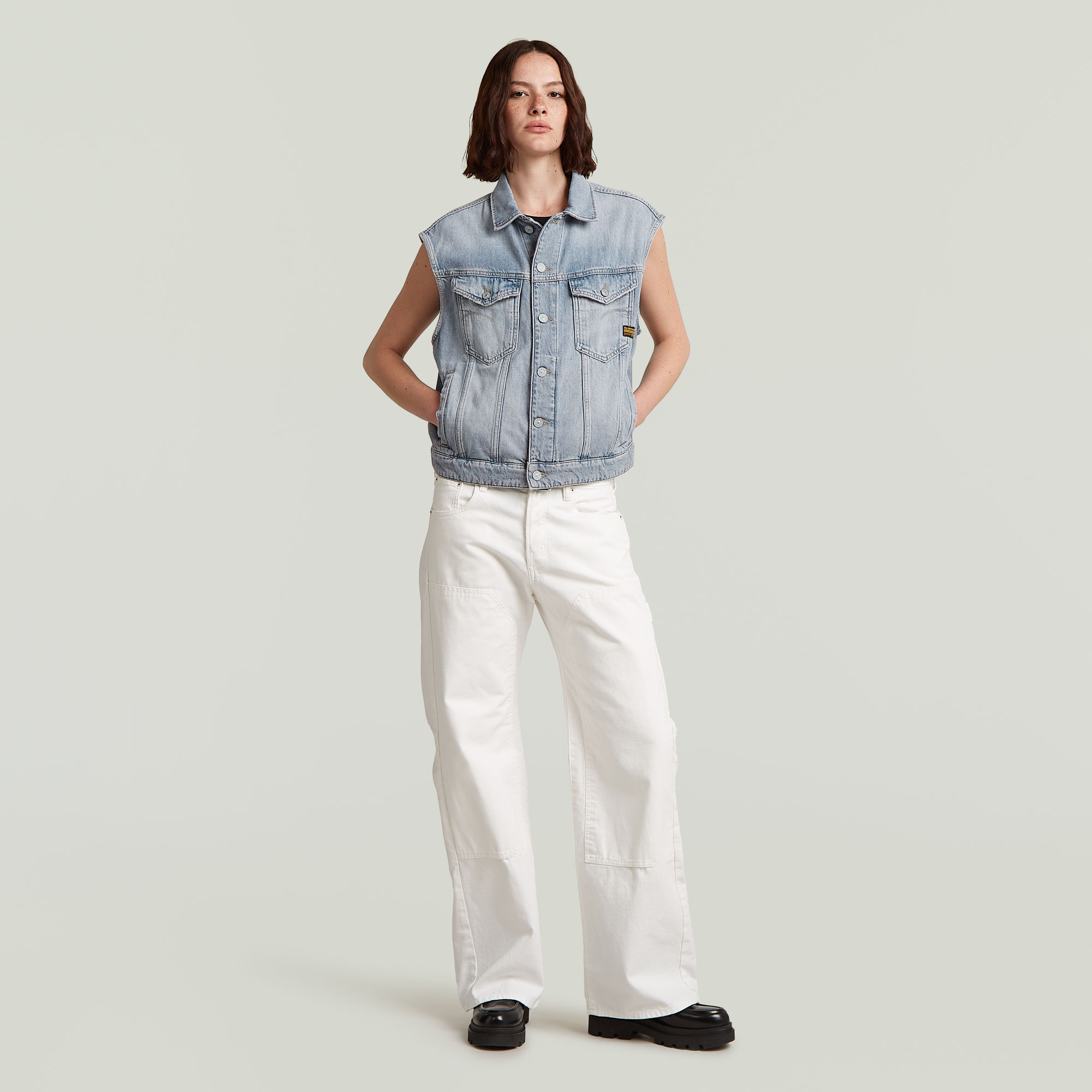 G-Star RAW Relaxed Denim Vest Lichtblauw Dames