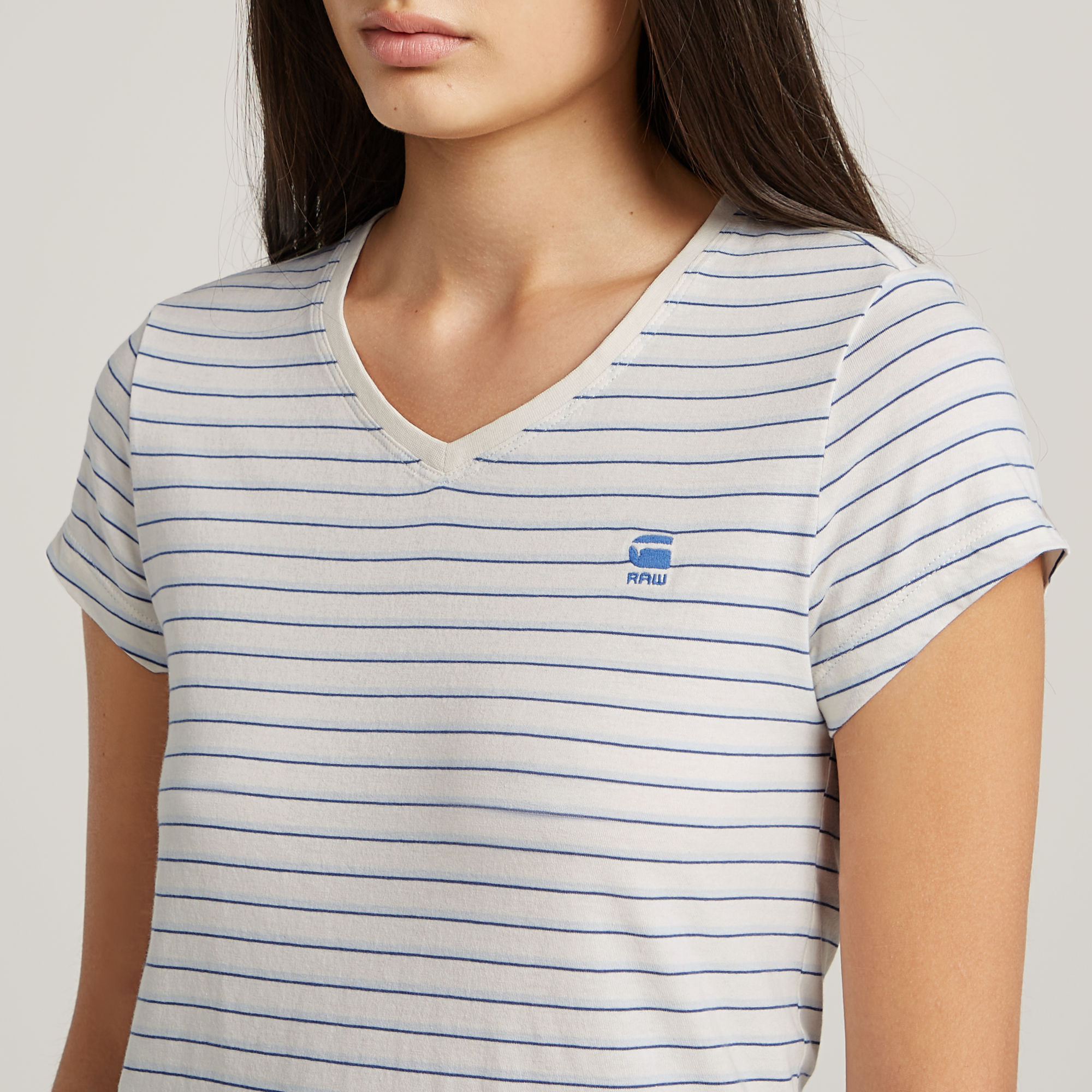 G-Star RAW Stripe Eyben Slim V-hals T-shirt 2.0 Meerkleurig Dames