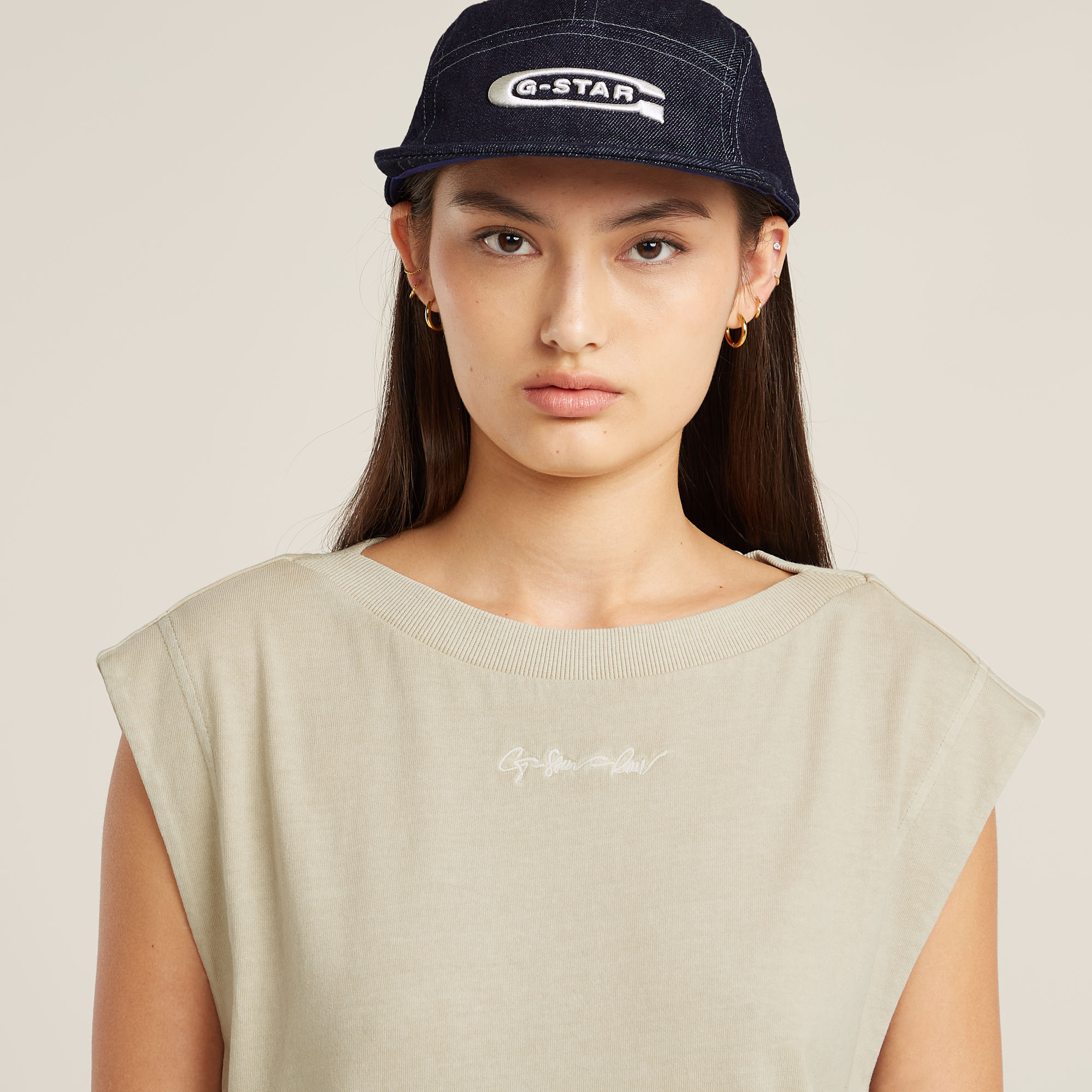 G-Star RAW Mini G-Script Logo Overdyed Top Beige Dames