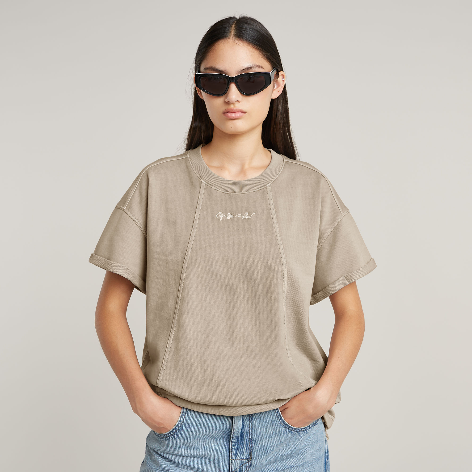 G-Star RAW Overdyed Seam Details Sweater Beige Dames