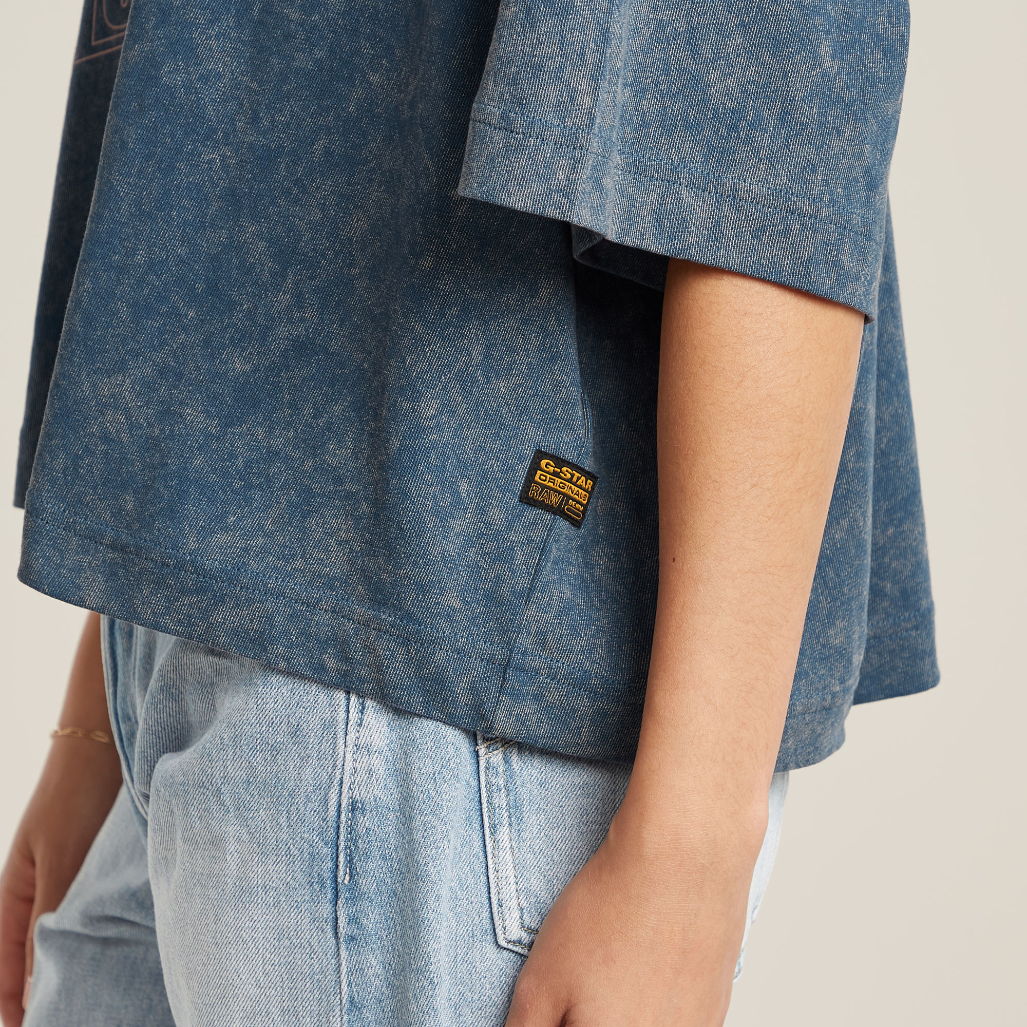 G-Star RAW Washed Multi Logo Oversized T-shirt Midden blauw Dames
