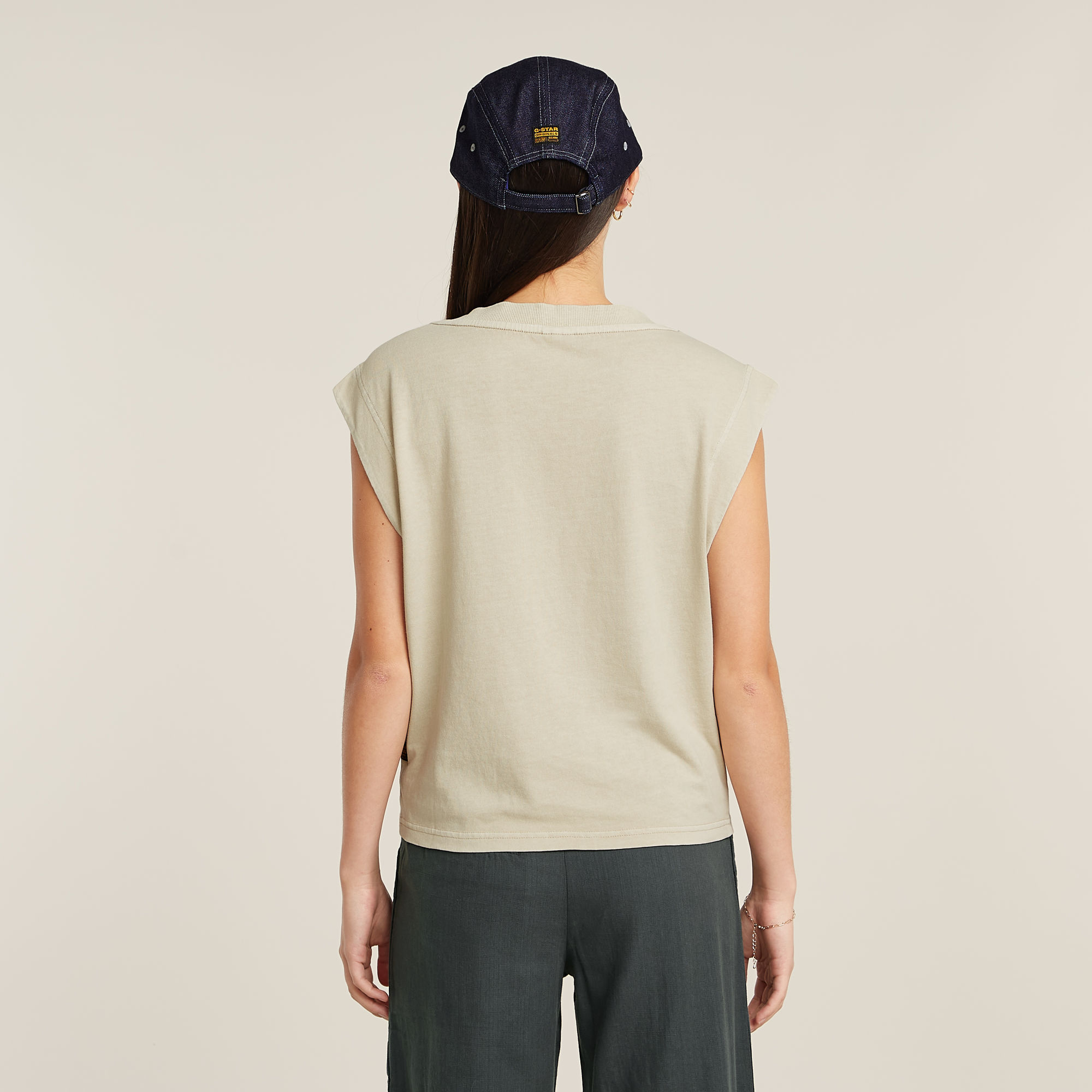 G-Star RAW Mini G-Script Logo Overdyed Top Beige Dames