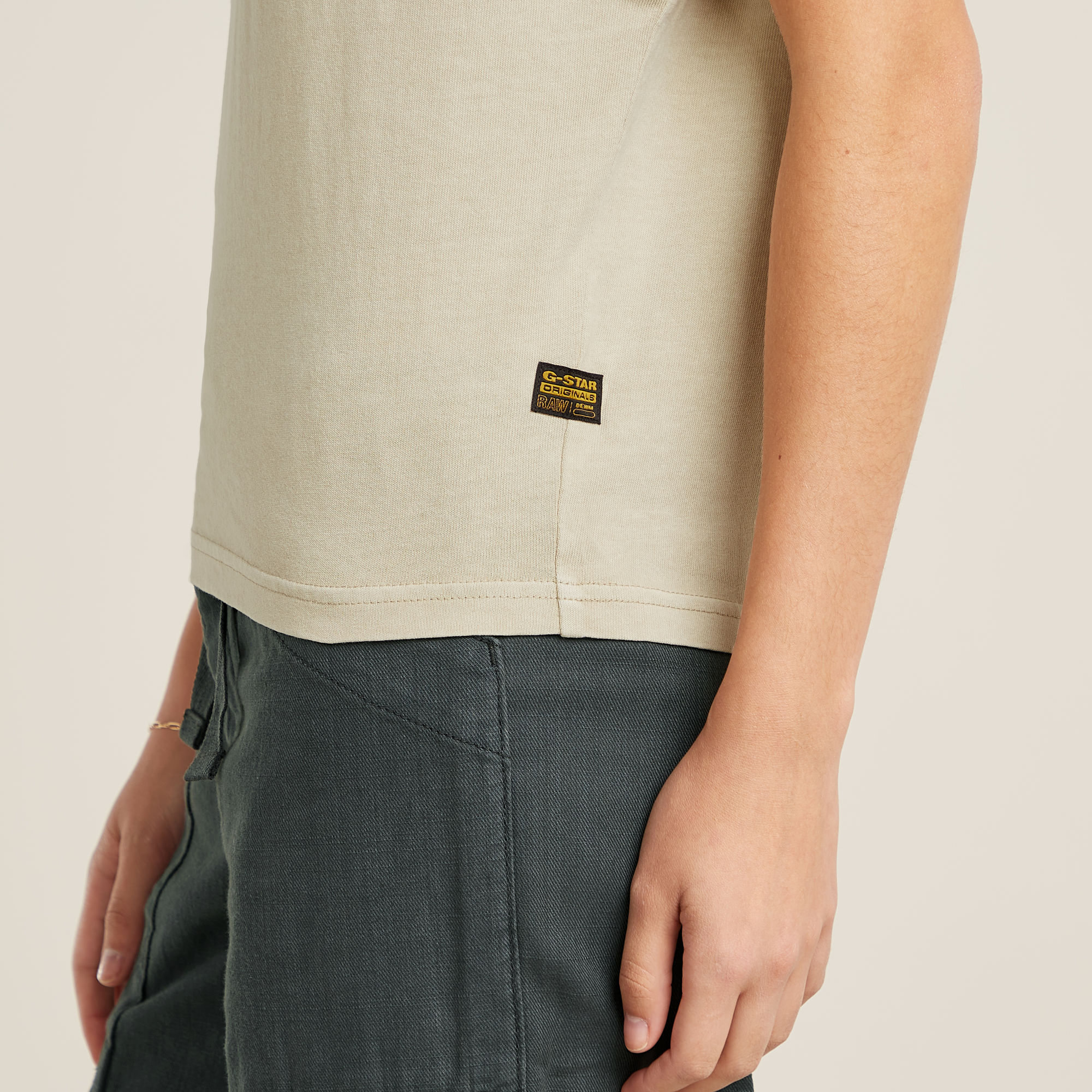 G-Star RAW Mini G-Script Logo Overdyed Top Beige Dames