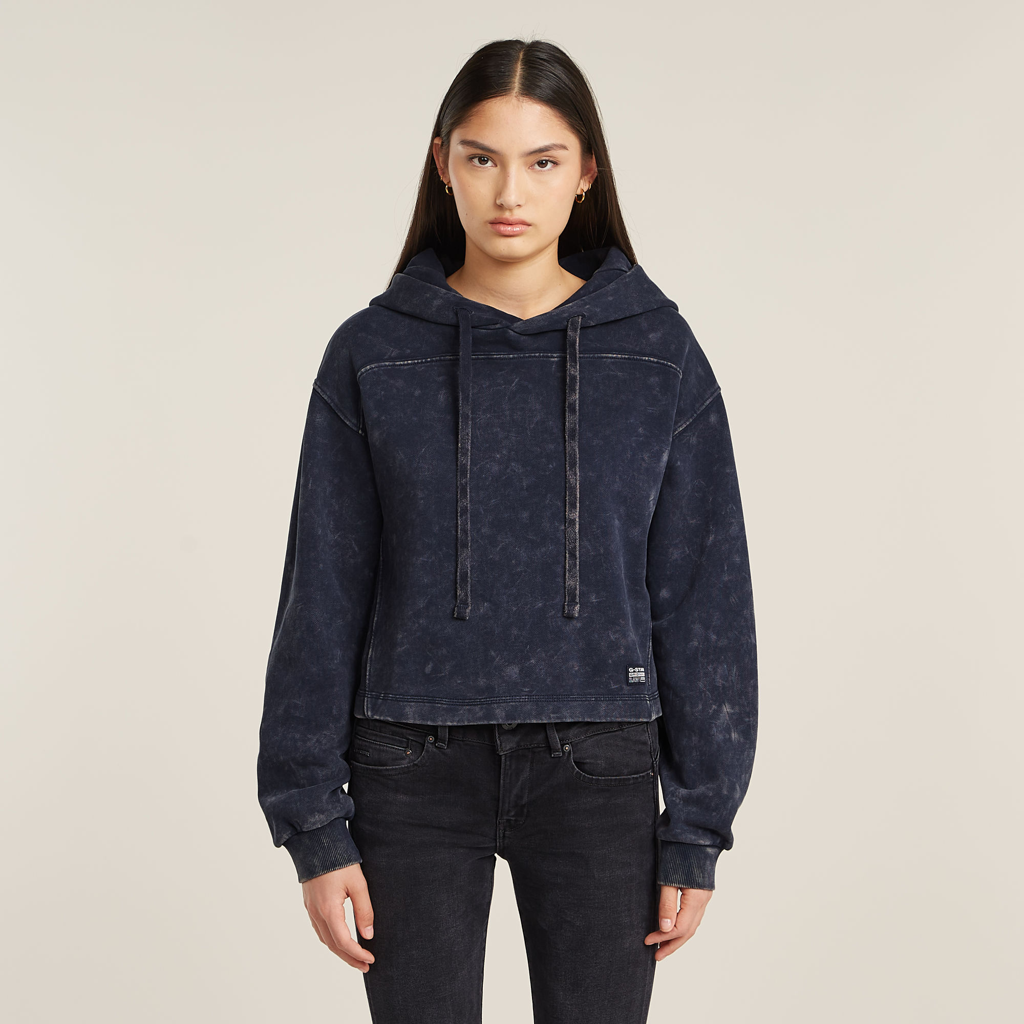 

Overdyed Loose Hooded Sweater - Dark blue - Women