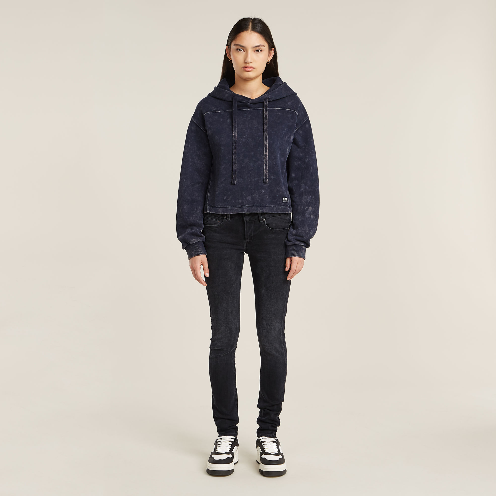 G-Star RAW Overdyed Loose Hoodie Donkerblauw Dames