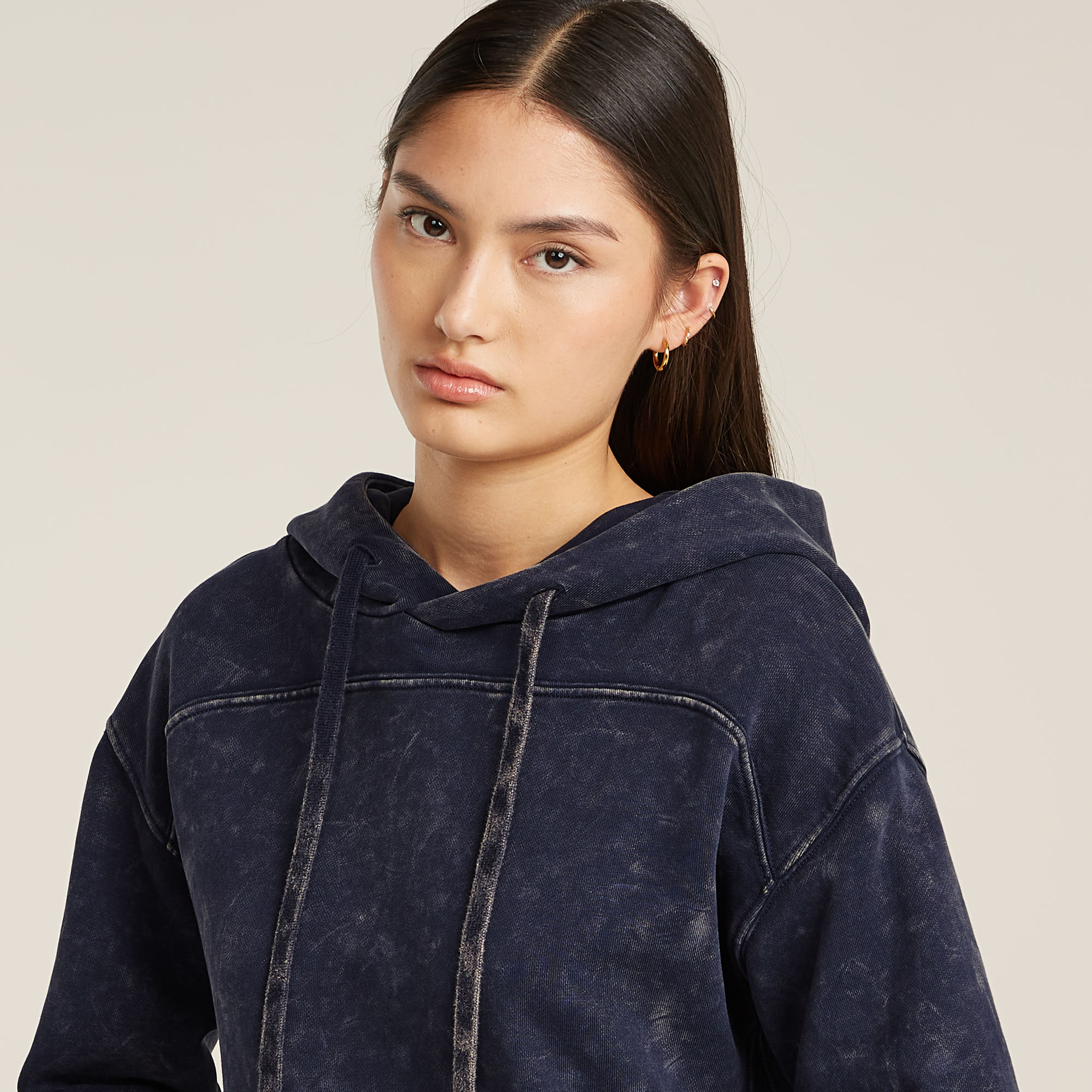 G-Star RAW Overdyed Loose Hoodie Donkerblauw Dames